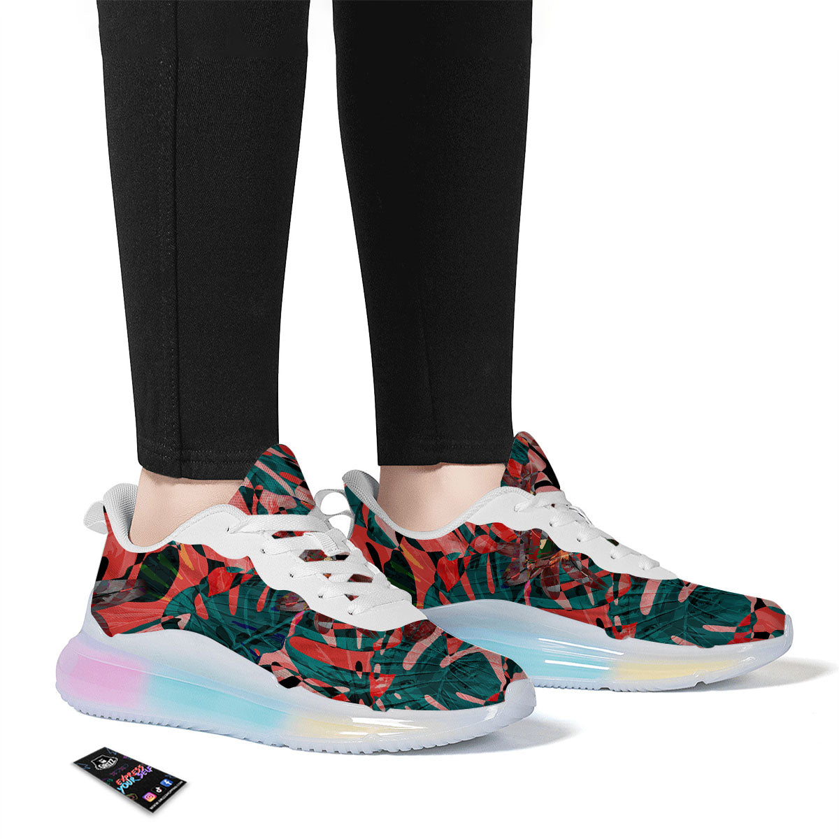 Flower Psychedelic Hawaiian Print Running Sneakers-grizzshop