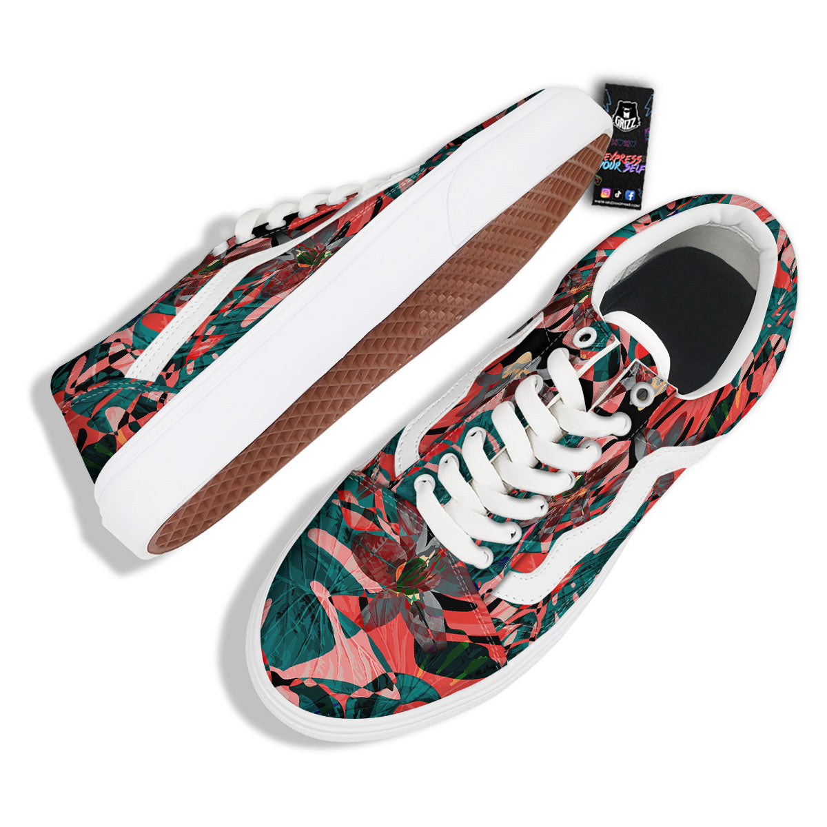 Flower Psychedelic Hawaiian Print Skate Shoes-grizzshop