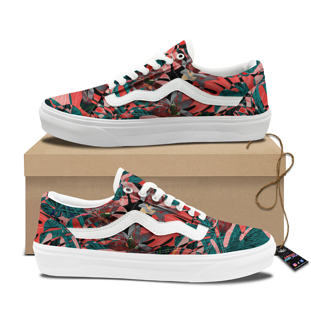 Flower Psychedelic Hawaiian Print Skate Shoes-grizzshop