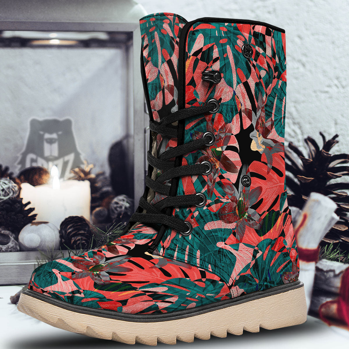 Flower Psychedelic Hawaiian Print Snow Boots-grizzshop