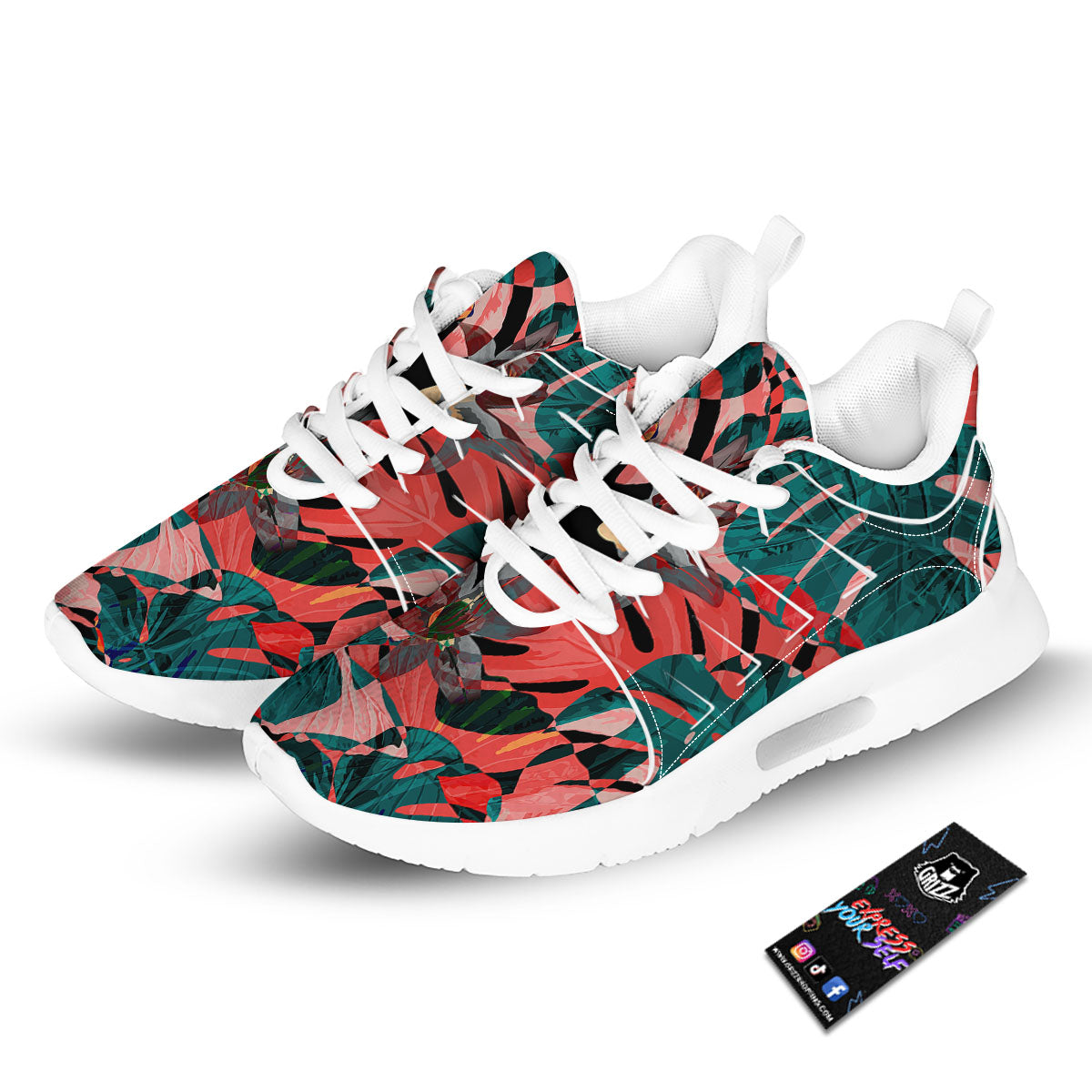 Flower Psychedelic Hawaiian Print Tennis Shoes-grizzshop