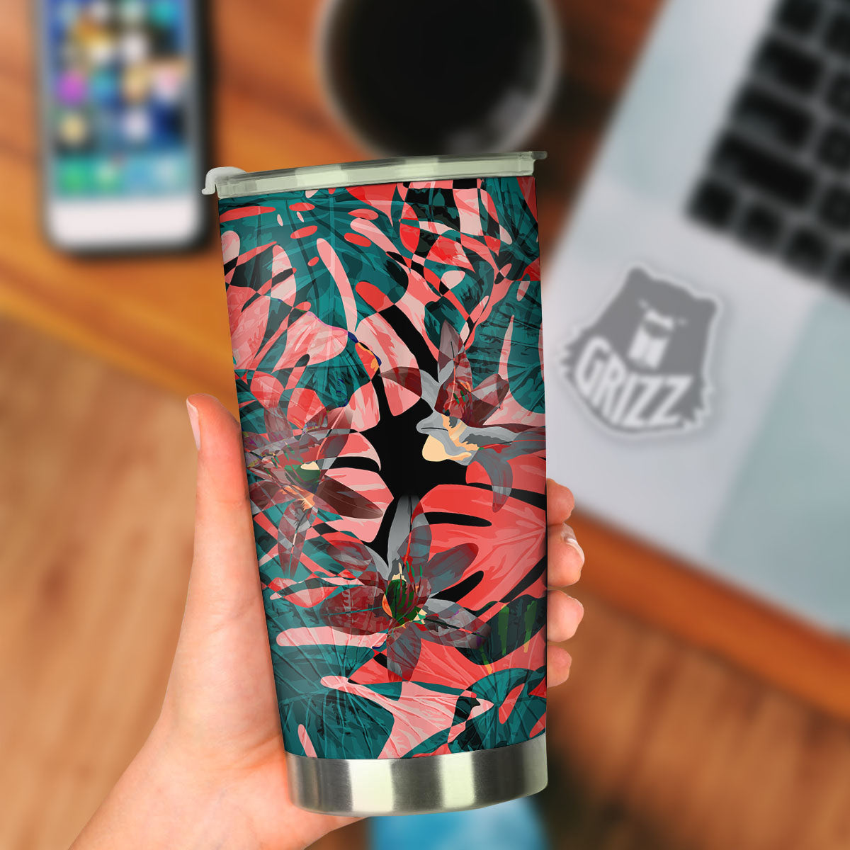 Flower Psychedelic Hawaiian Print Tumbler-grizzshop