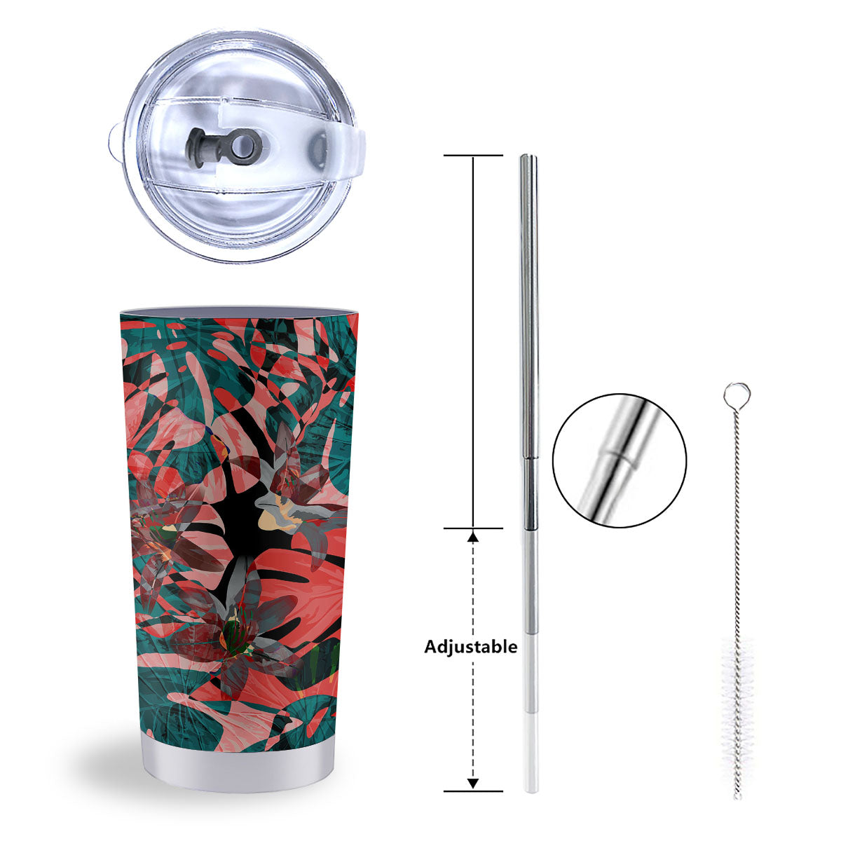 Flower Psychedelic Hawaiian Print Tumbler-grizzshop