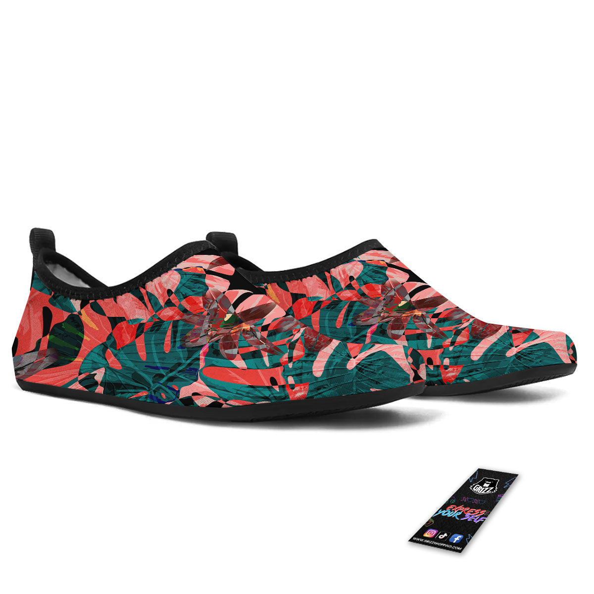 Flower Psychedelic Hawaiian Print Water Shoes-grizzshop