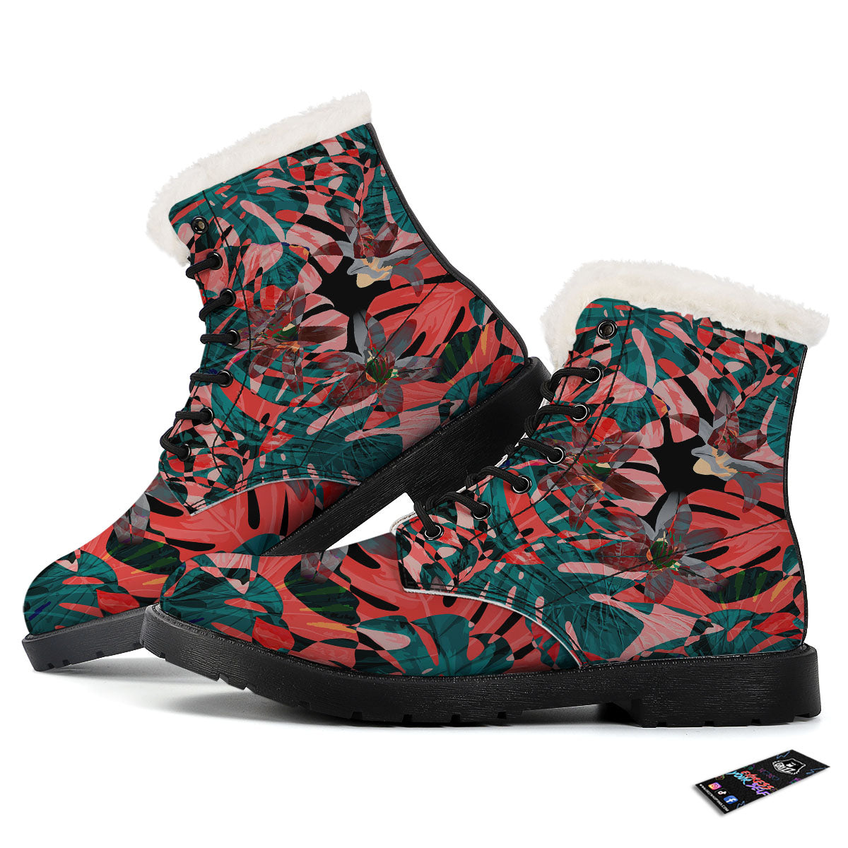 Flower Psychedelic Hawaiian Print Winter Boots-grizzshop