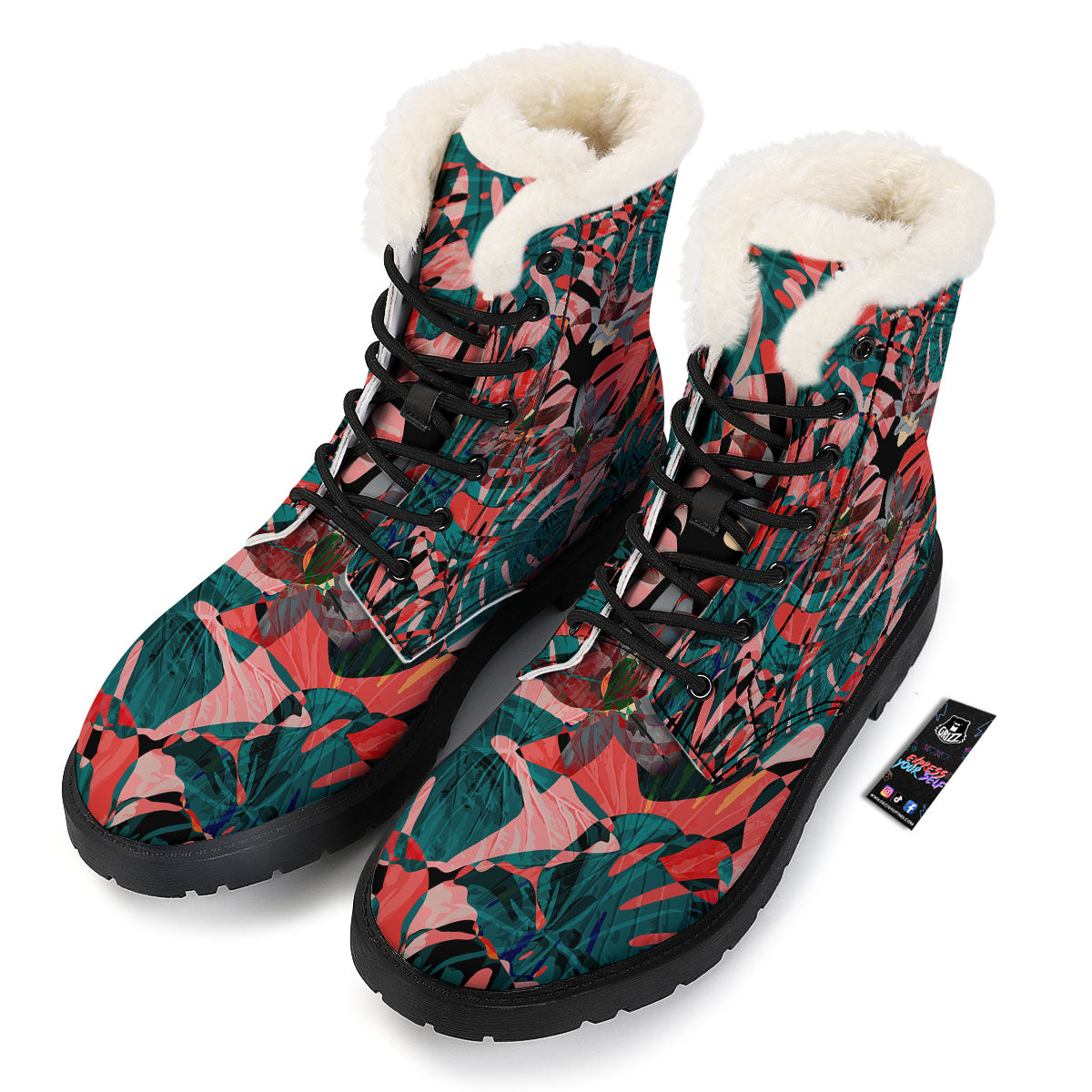 Flower Psychedelic Hawaiian Print Winter Boots-grizzshop