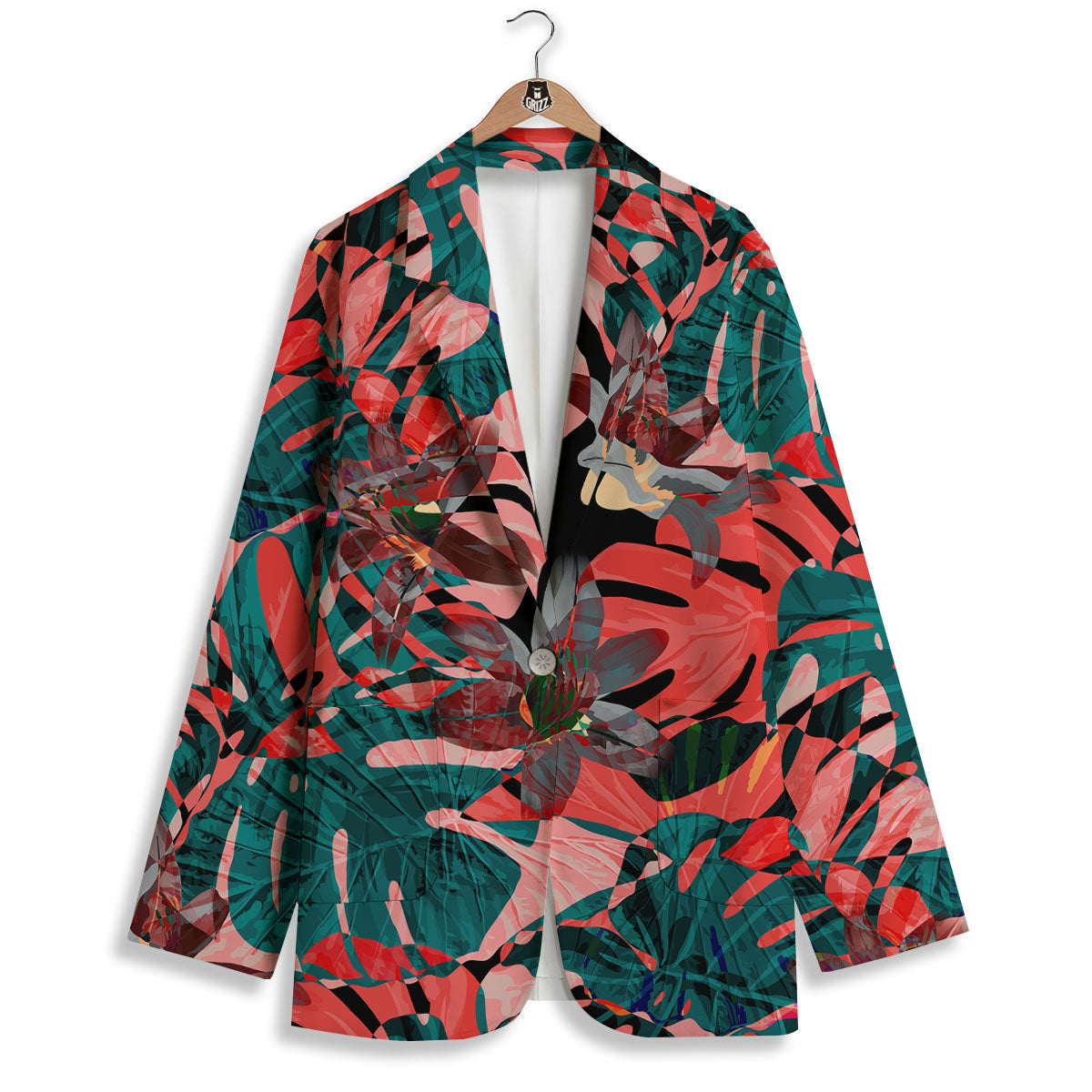 Flower Psychedelic Hawaiian Print Women's Blazer-grizzshop