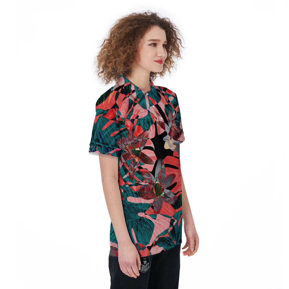 Flower Psychedelic Hawaiian Print Women's Golf Shirts-grizzshop