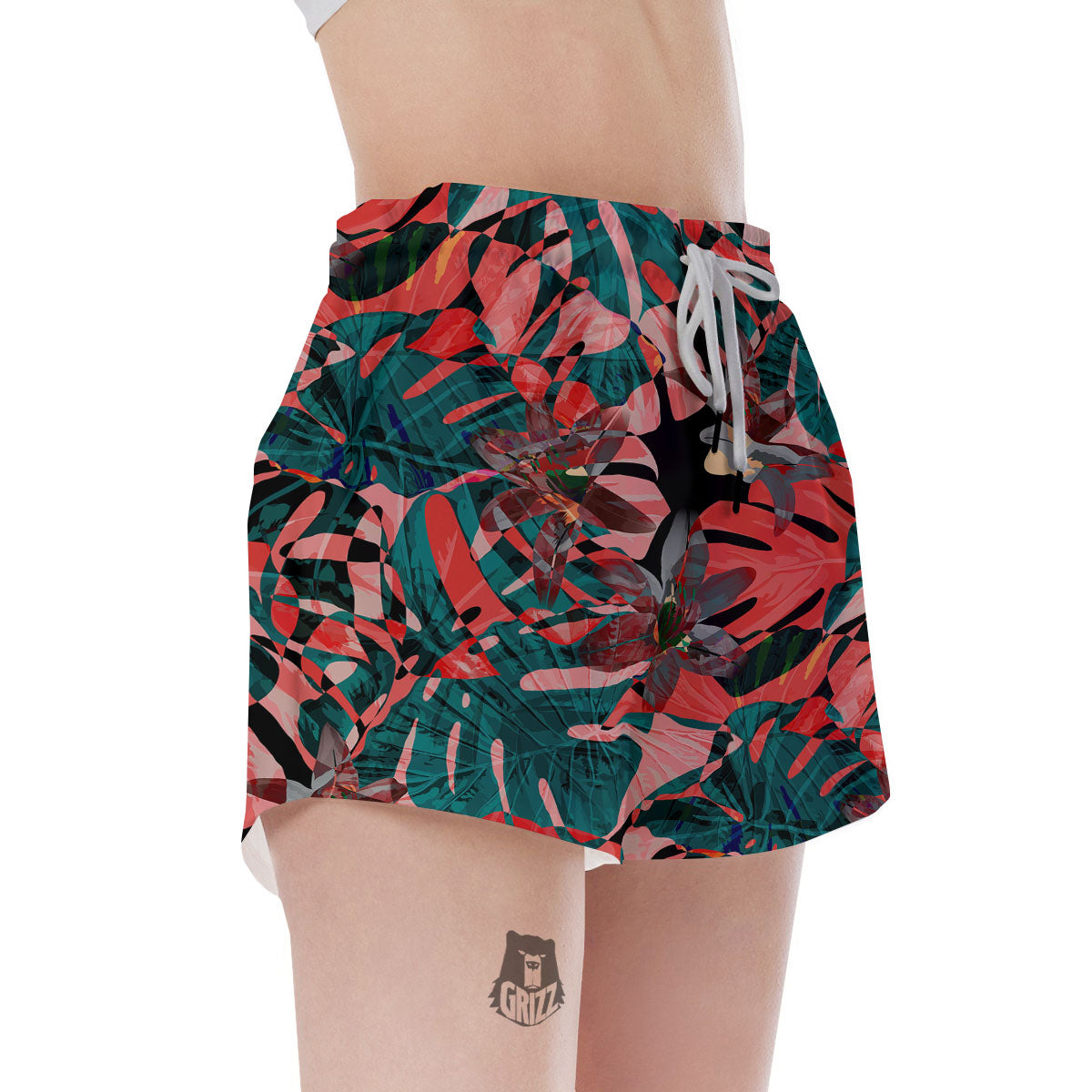 Flower Psychedelic Hawaiian Print Women's Shorts-grizzshop