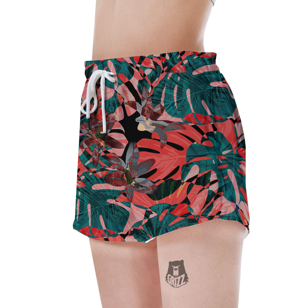 Flower Psychedelic Hawaiian Print Women's Shorts-grizzshop