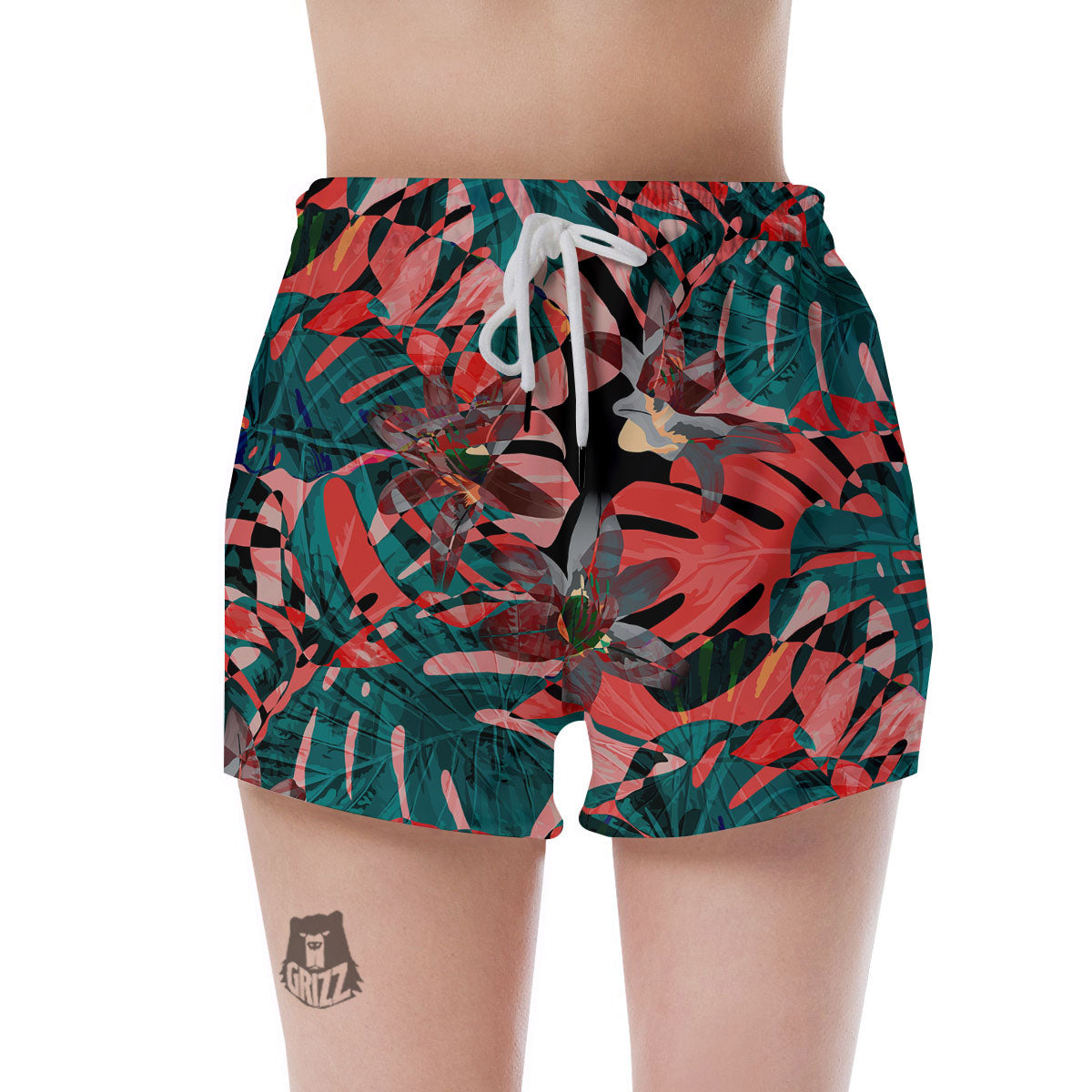 Flower Psychedelic Hawaiian Print Women's Shorts-grizzshop
