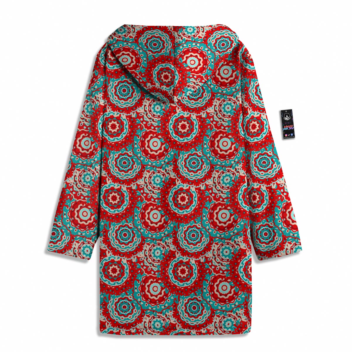 Flower Red Boho Print Pattern Men's Windbreaker Jacket-grizzshop