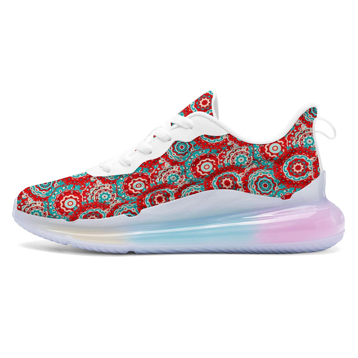 Flower Red Boho Print Pattern Running Sneakers-grizzshop