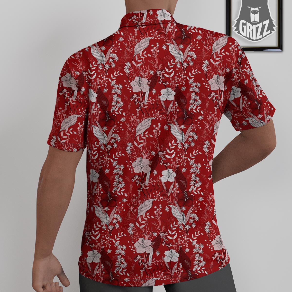 Flower Red Japanese Print Pattern Untucked Shirts-grizzshop