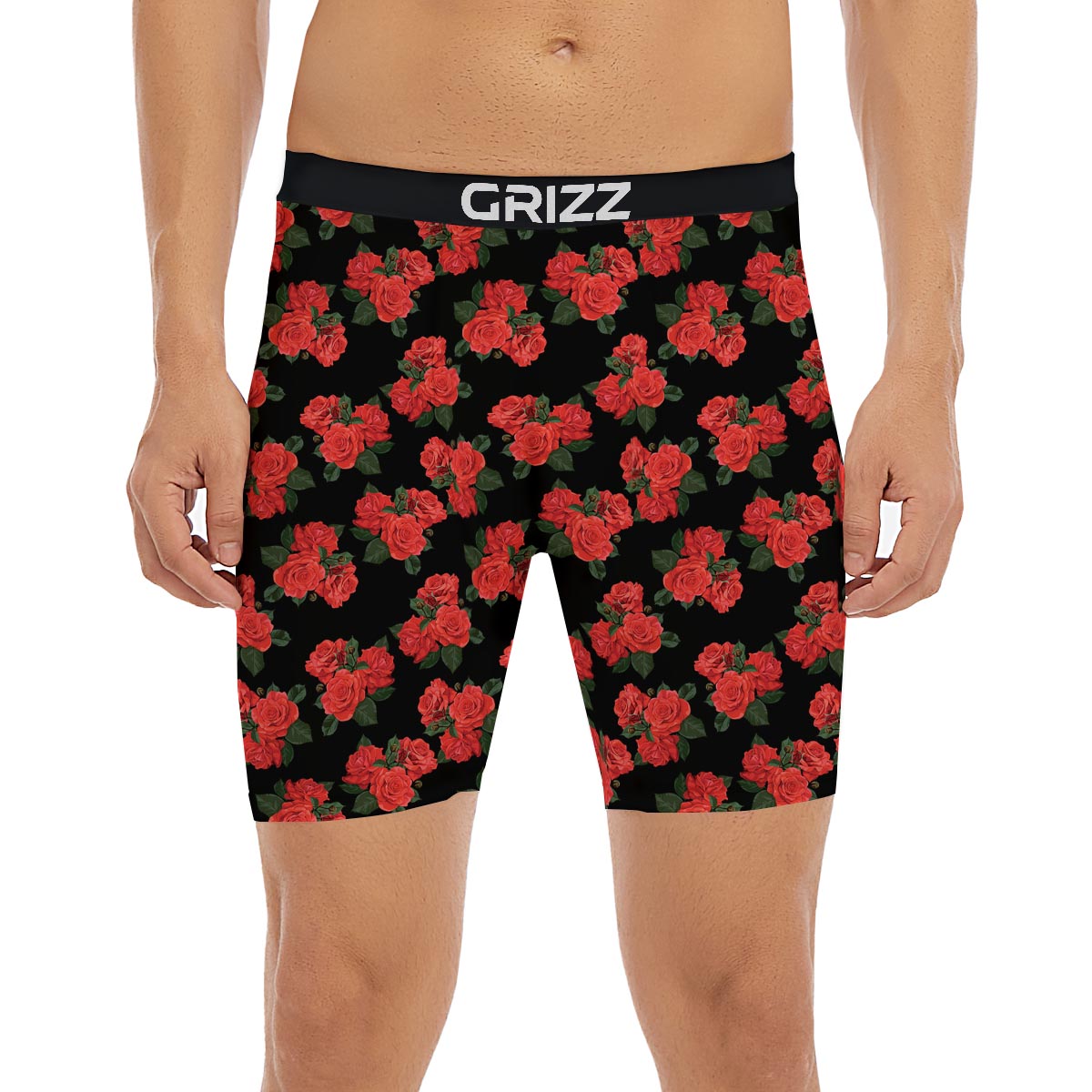 Flower Red Rose Print Pattern Boxer Briefs-grizzshop