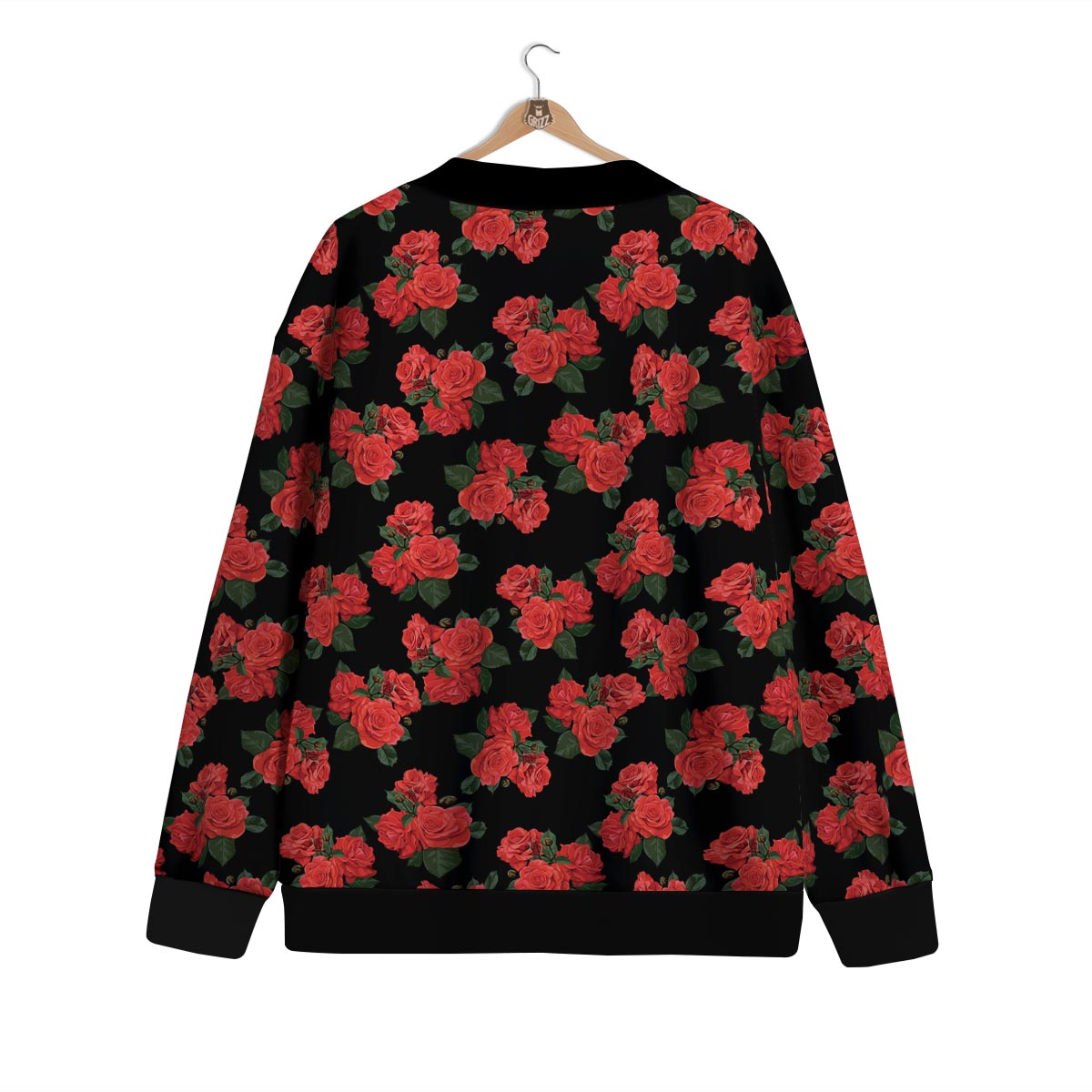 Flower Red Rose Print Pattern Cardigan-grizzshop