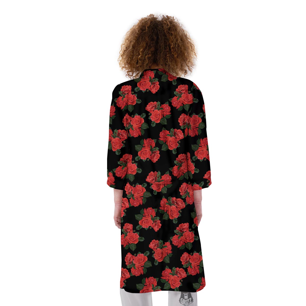 Flower Red Rose Print Pattern Kimono-grizzshop