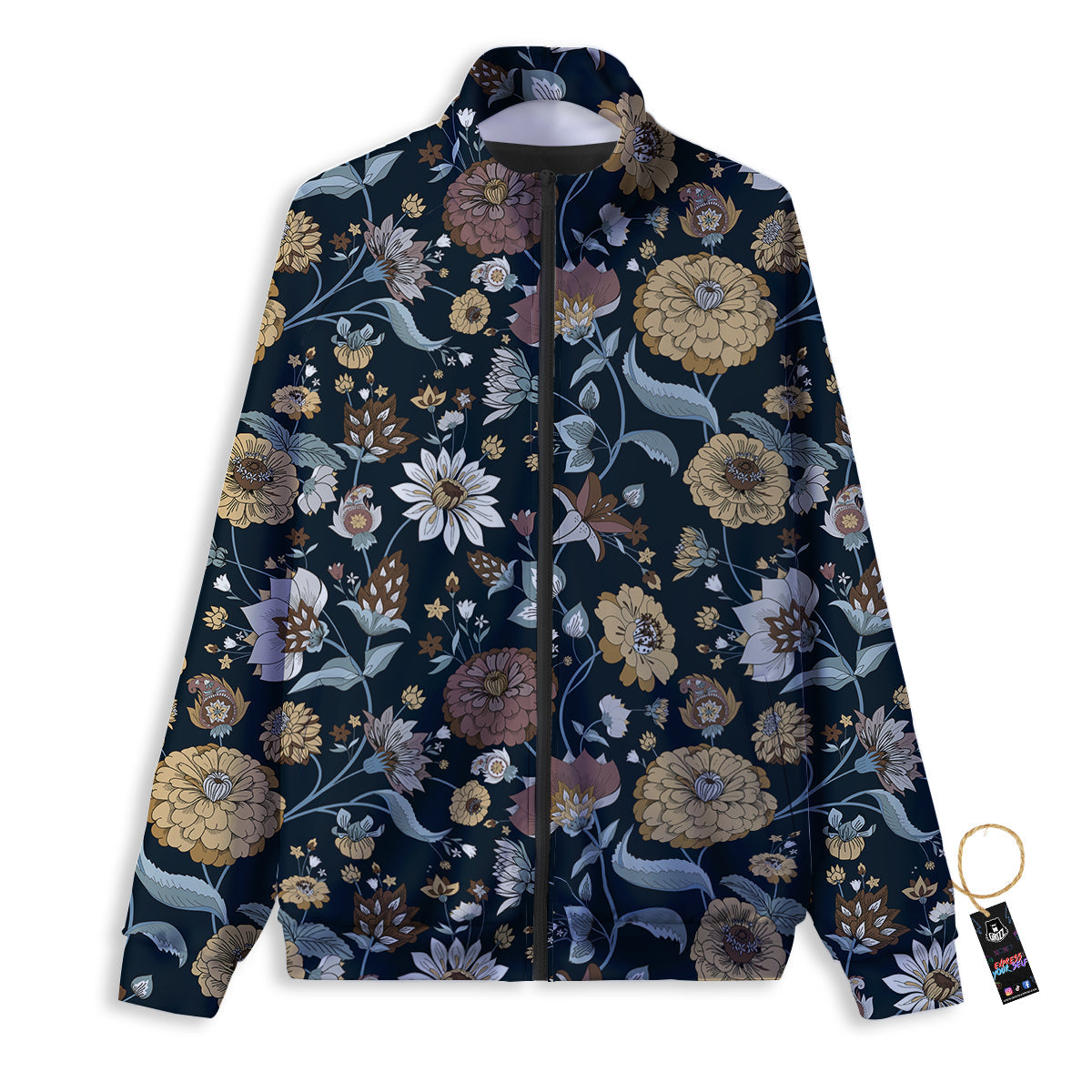 Flower Red Rose Print Pattern Track Jacket-grizzshop