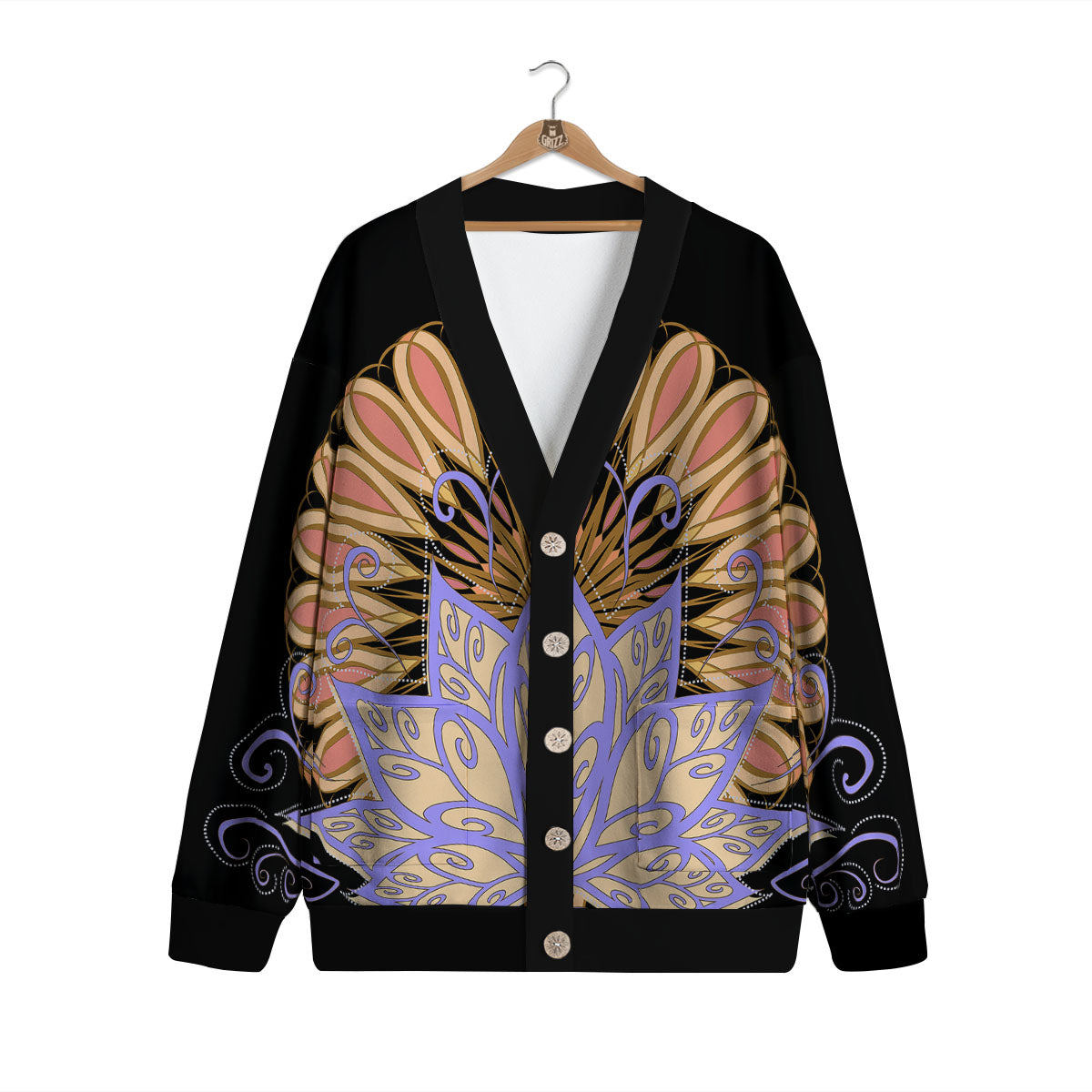 Flower Reiki Chakra Print Cardigan-grizzshop