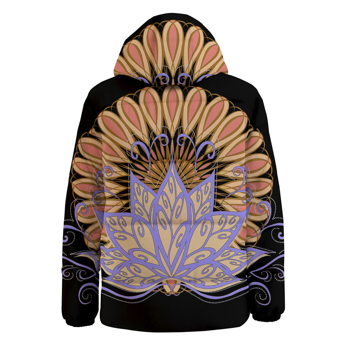 Flower Reiki Chakra Print Down Jacket-grizzshop