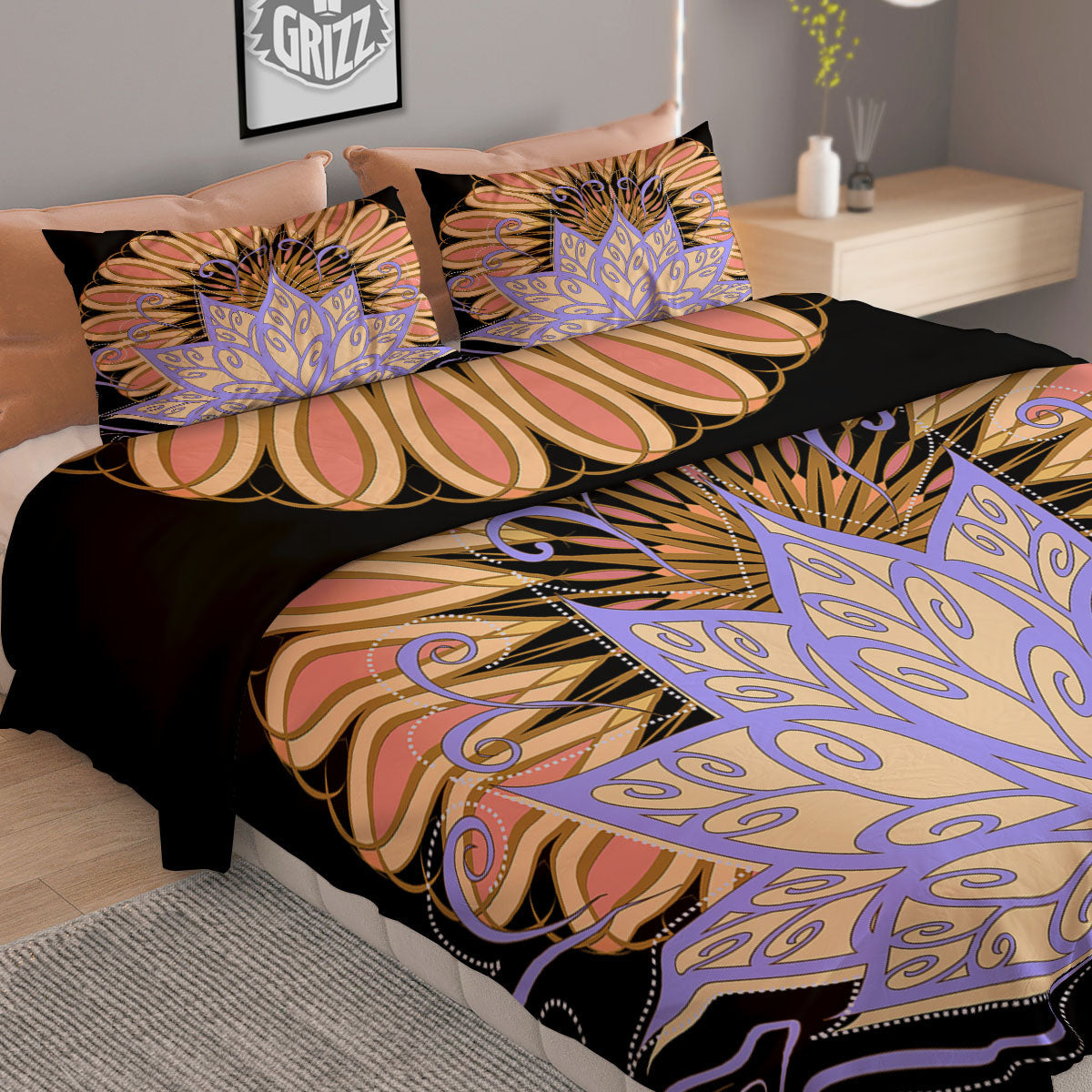Flower Reiki Chakra Print Duvet Cover Bedding Set-grizzshop