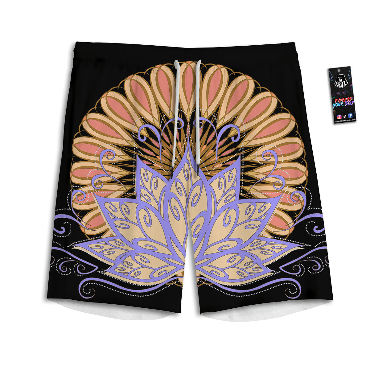 Flower Reiki Chakra Print Men's Athletic Shorts-grizzshop