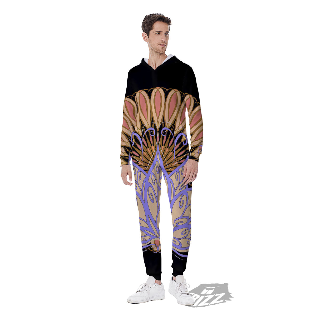 Flower Reiki Chakra Print Men's Jumpsuit-grizzshop