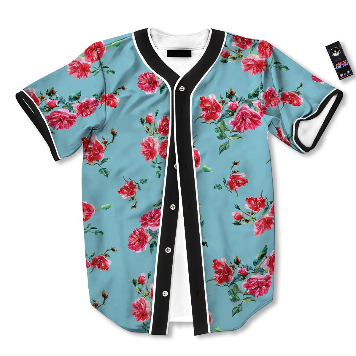 Flower Roses Floral Print Pattern Baseball Jersey-grizzshop