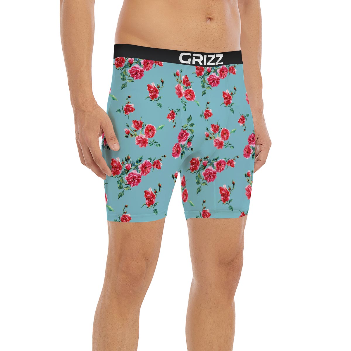 Flower Roses Floral Print Pattern Boxer Briefs-grizzshop