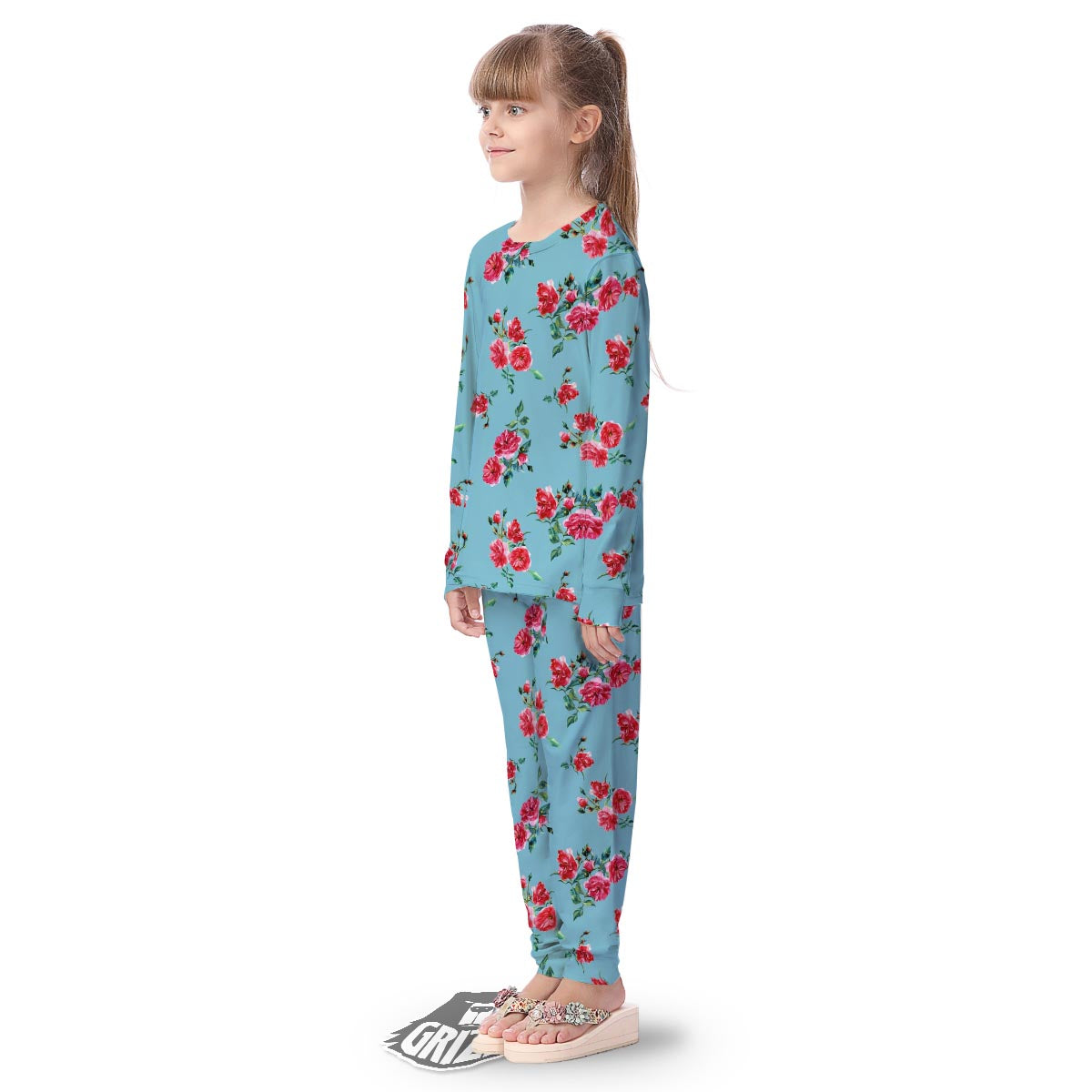Flower Roses Floral Print Pattern Kid's Pajamas-grizzshop
