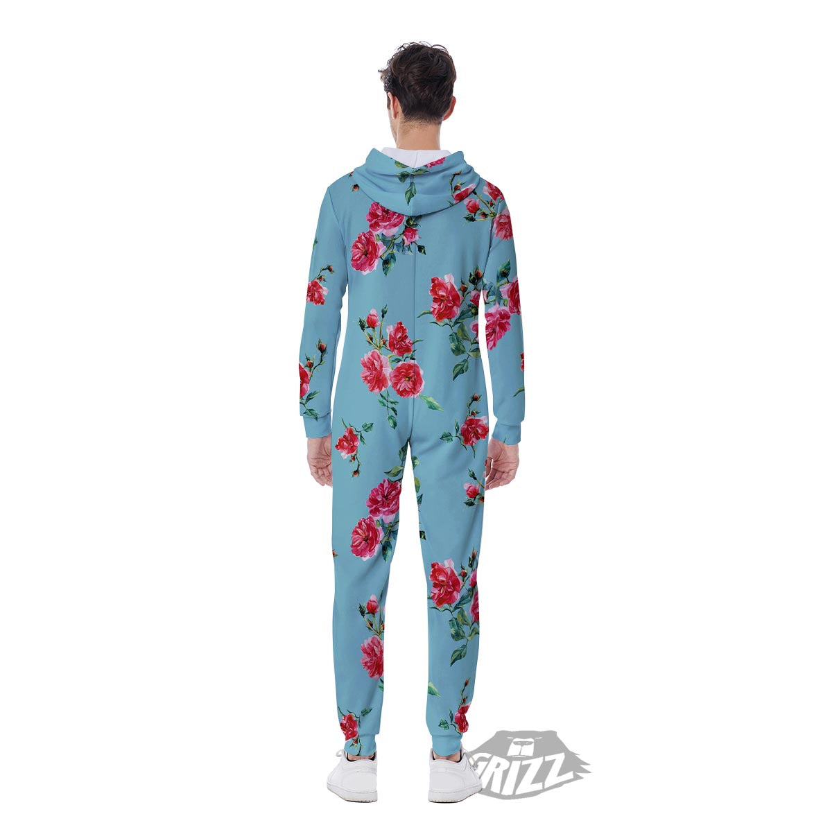 Flower Roses Floral Print Pattern Men's Jumpsuit-grizzshop