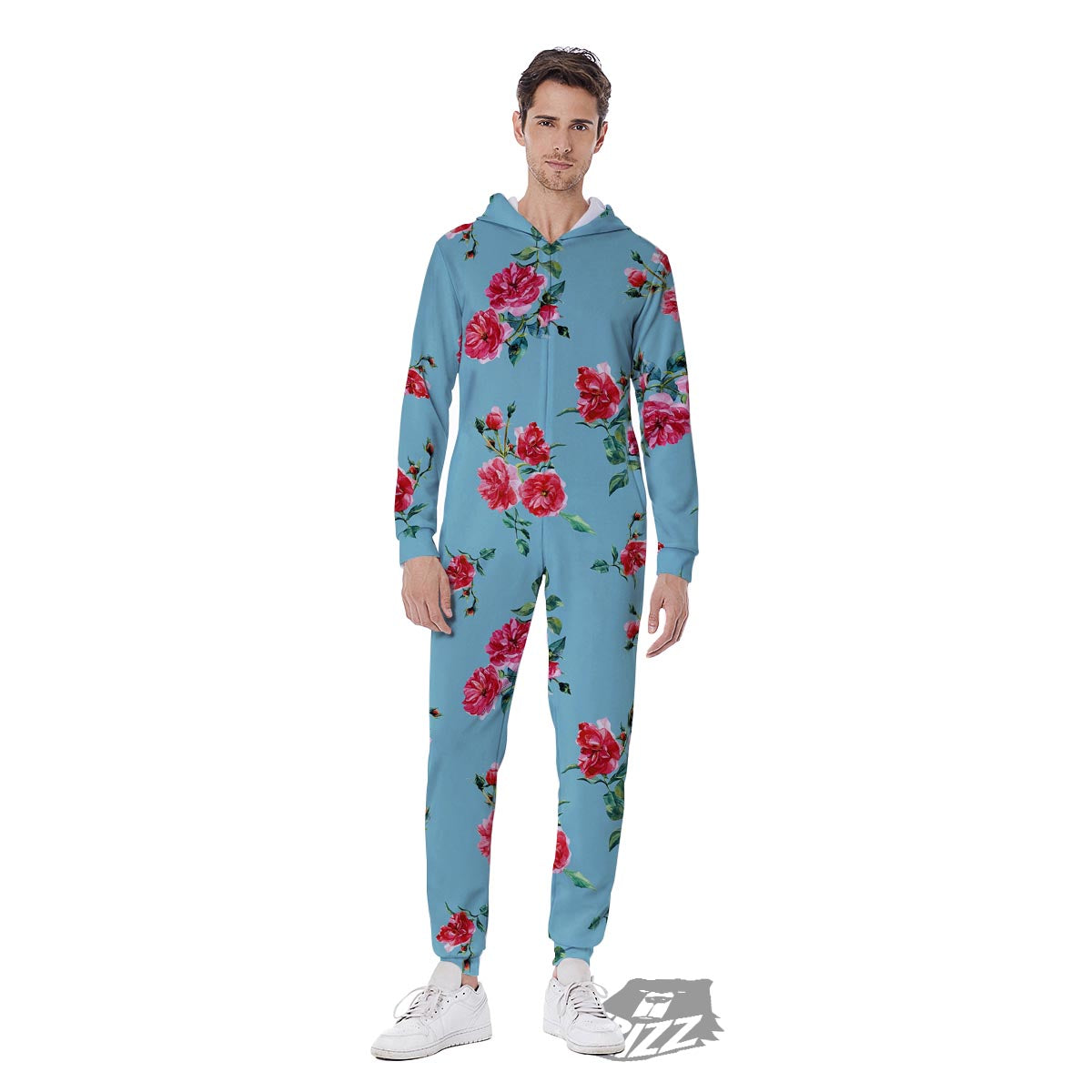 Flower Roses Floral Print Pattern Men's Jumpsuit-grizzshop