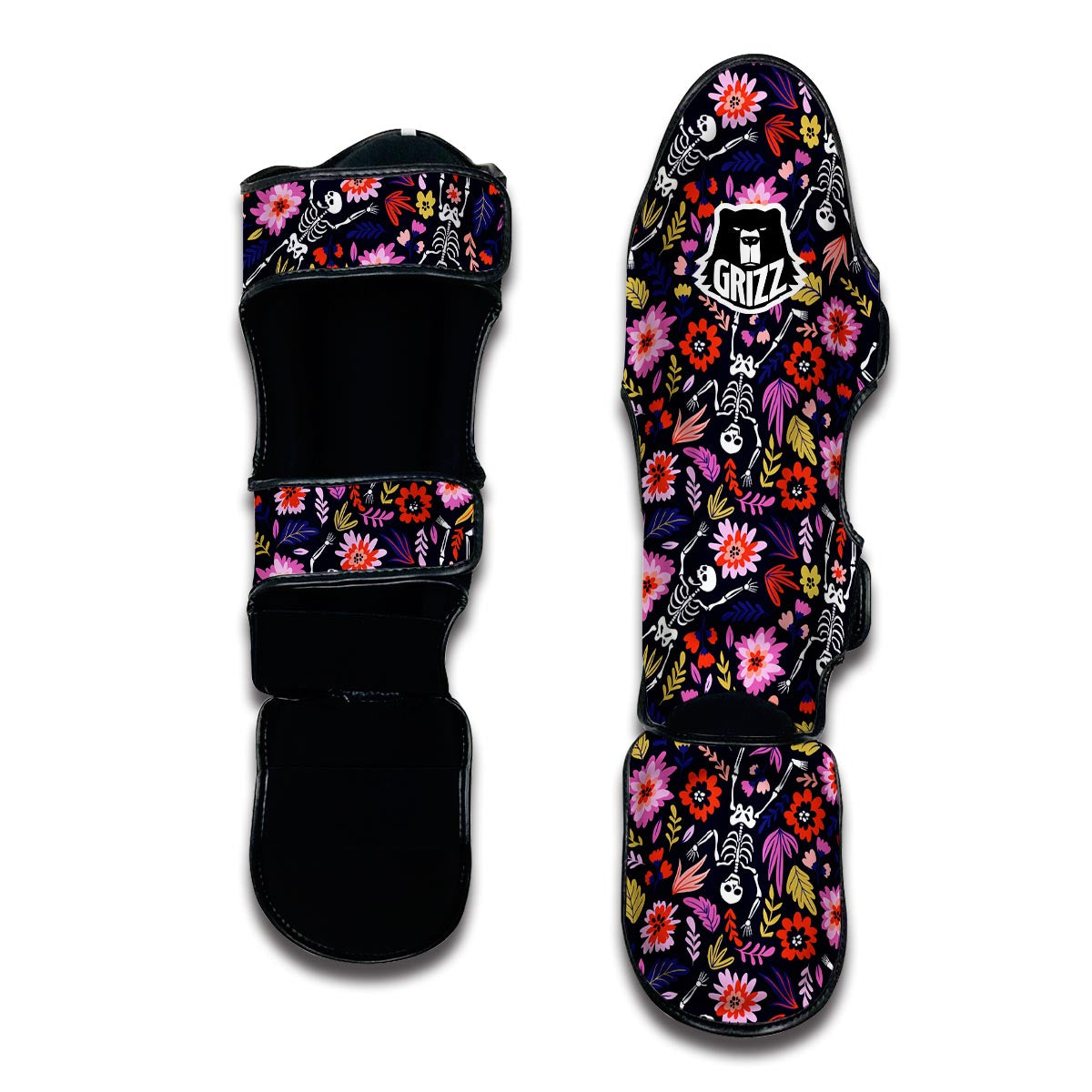 Flower Skeleton Muay Thai Shin Guards-grizzshop