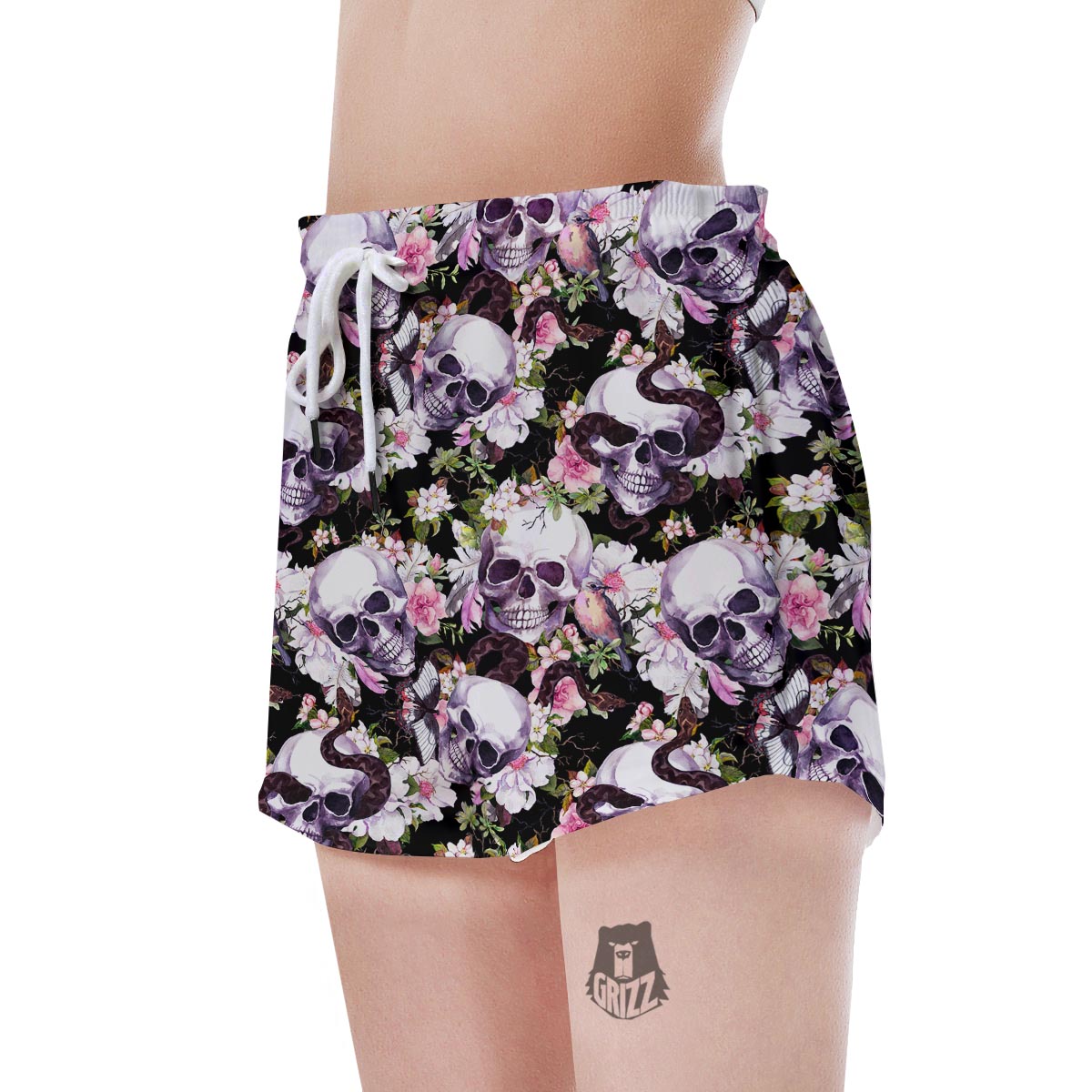 Flower Skull Women's Shorts-grizzshop