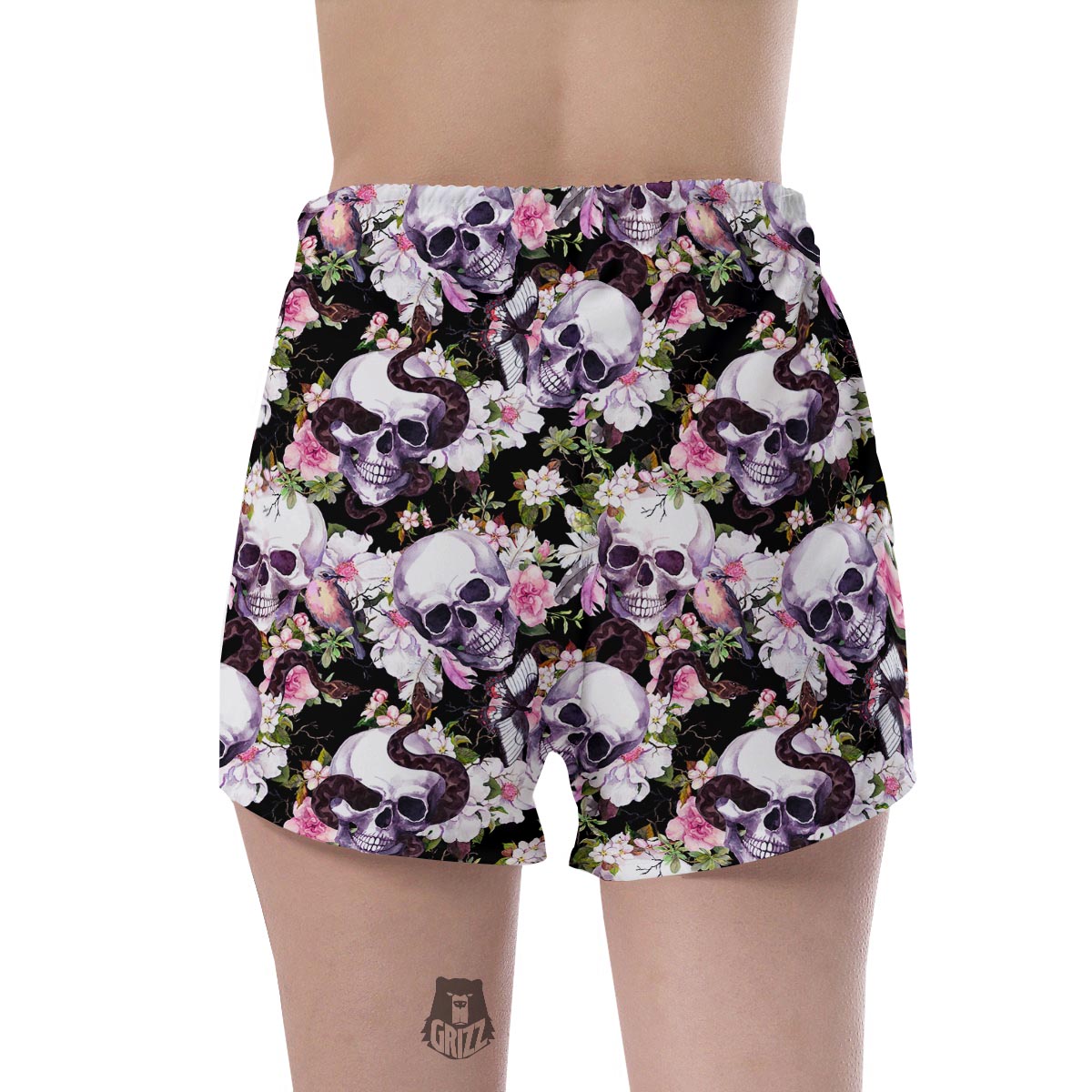 Flower Skull Women's Shorts-grizzshop