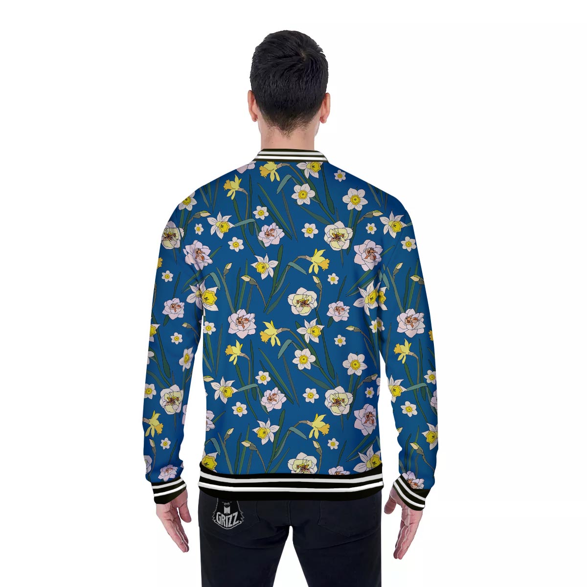 Flower Spring Daffodil Print Pattern Baseball Jacket-grizzshop