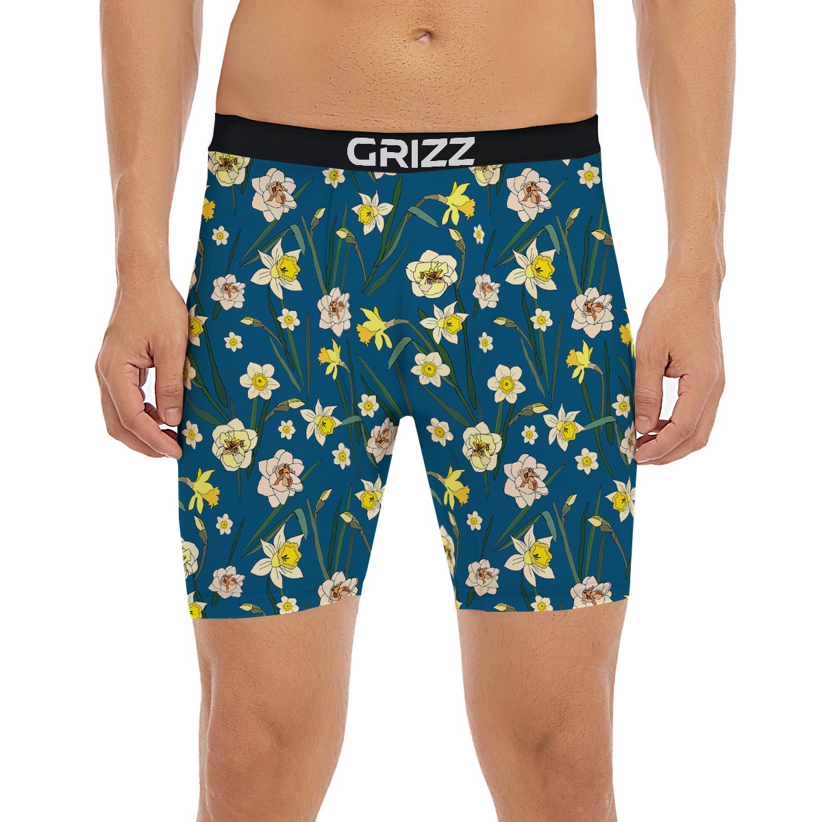 Flower Spring Daffodil Print Pattern Boxer Briefs-grizzshop