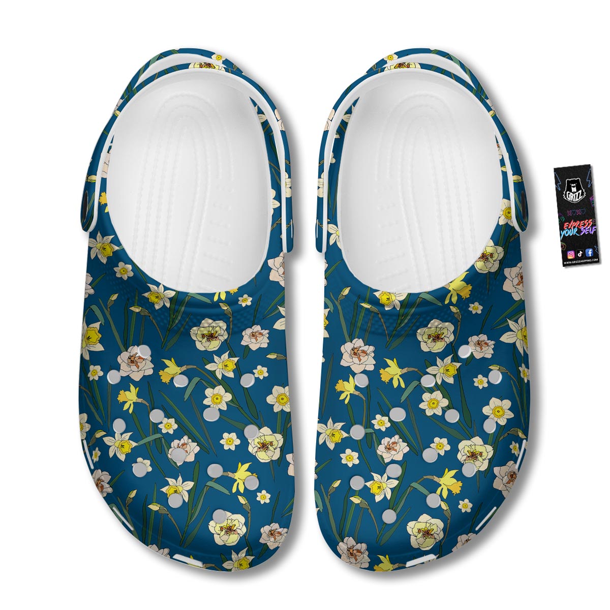 Flower Spring Daffodil Print Pattern Clog-grizzshop