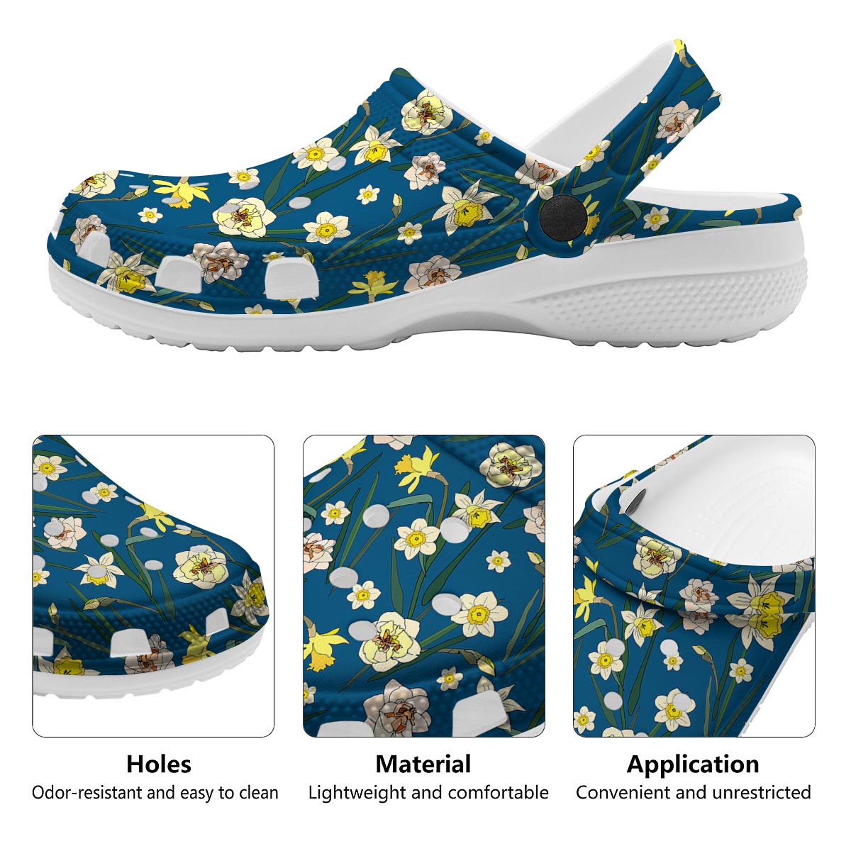 Flower Spring Daffodil Print Pattern Clog-grizzshop