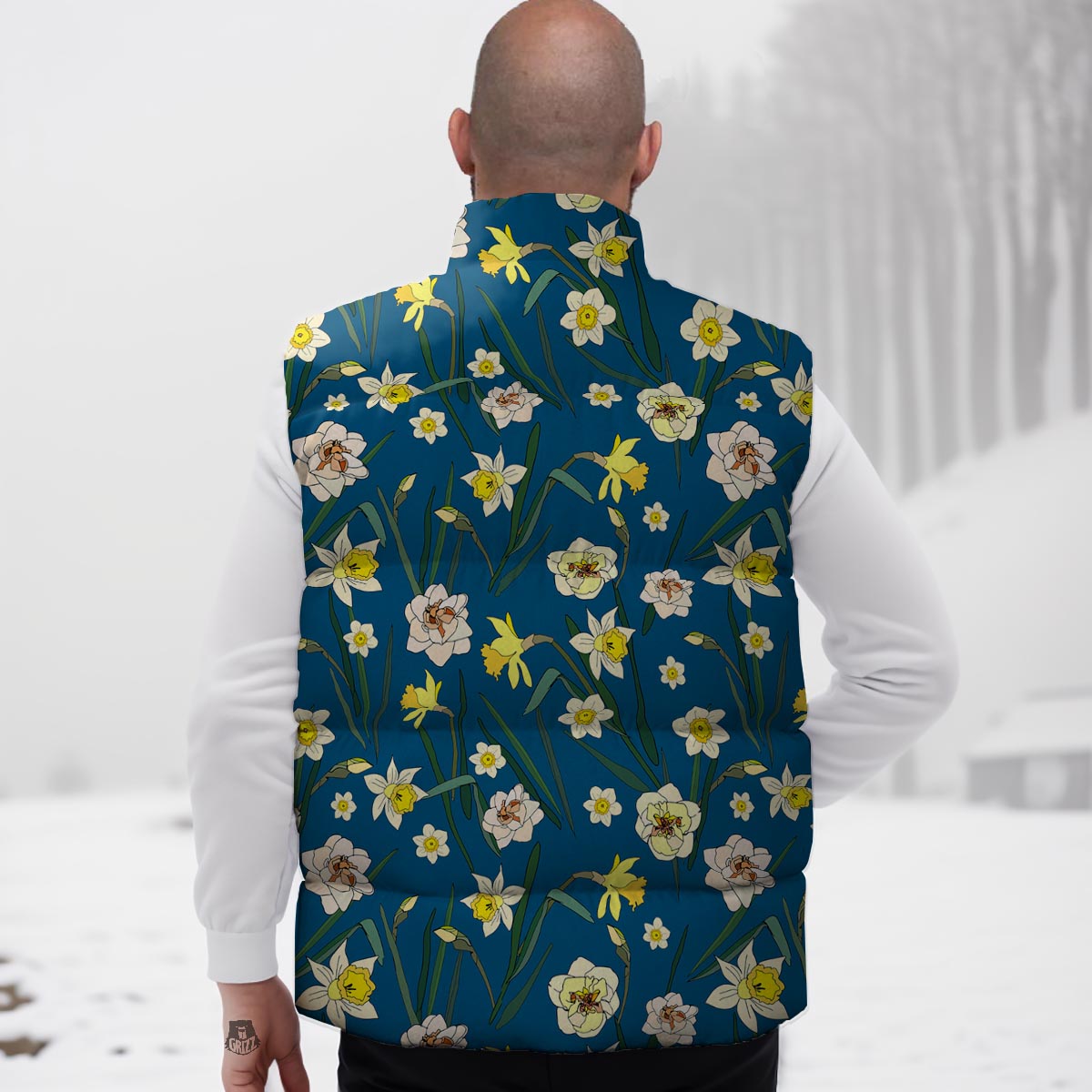 Flower Spring Daffodil Print Pattern Down Vest