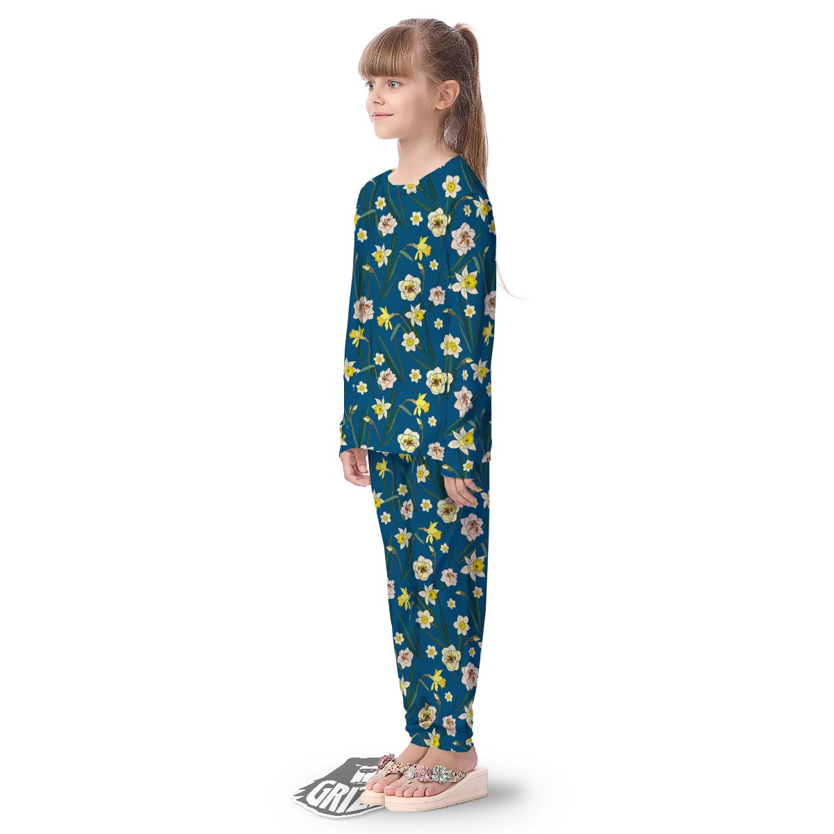 Flower Spring Daffodil Print Pattern Kid's Pajamas-grizzshop
