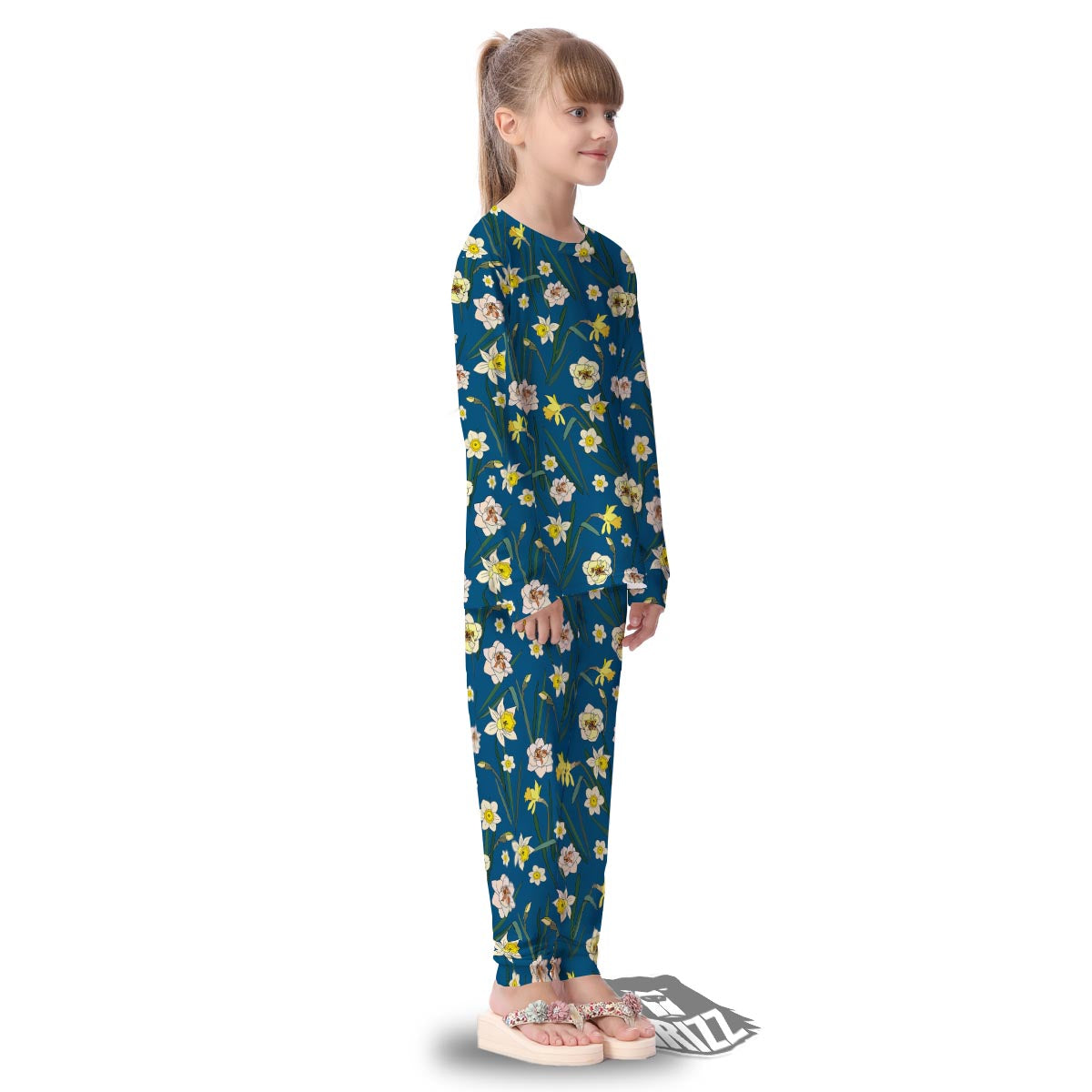 Flower Spring Daffodil Print Pattern Kid's Pajamas-grizzshop