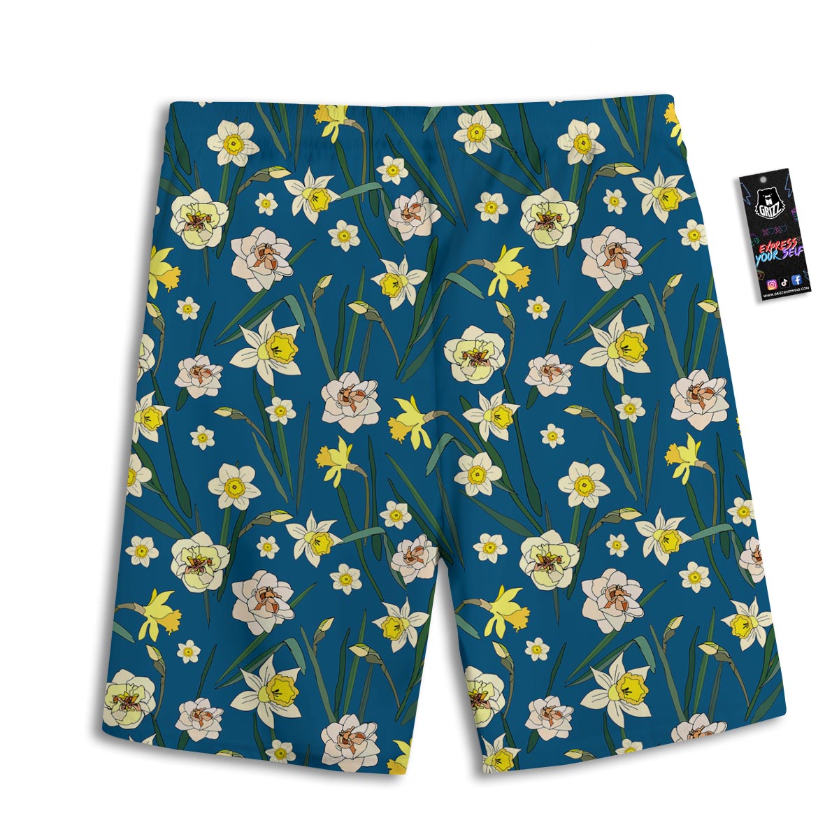 Flower Spring Daffodil Print Pattern Men's Athletic Shorts