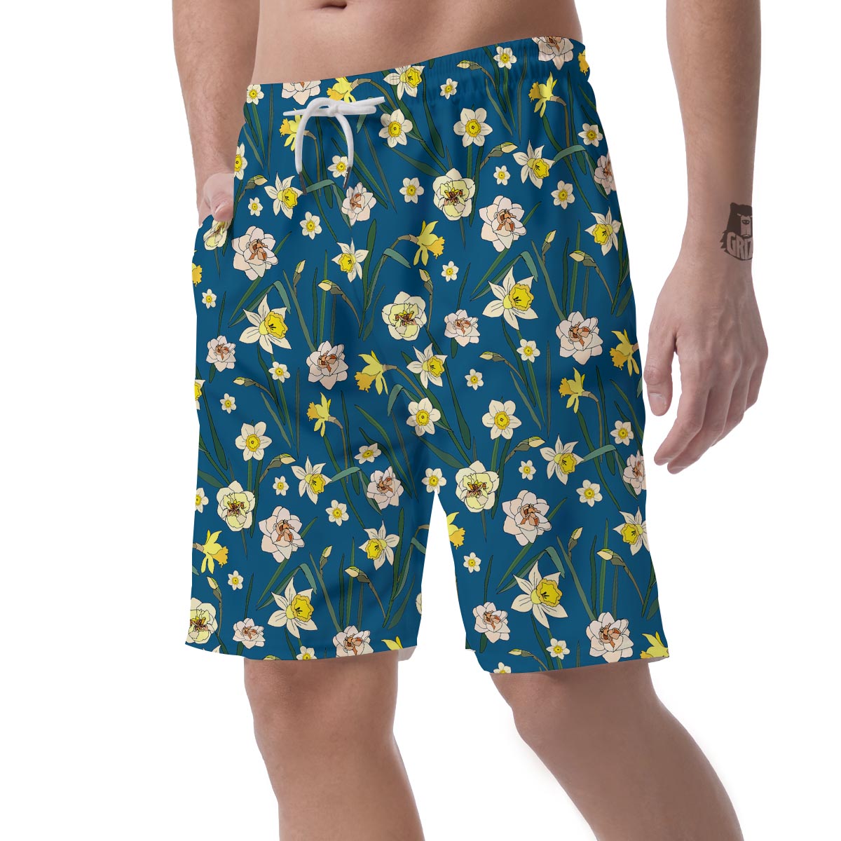 Flower Spring Daffodil Print Pattern Men's Shorts-grizzshop
