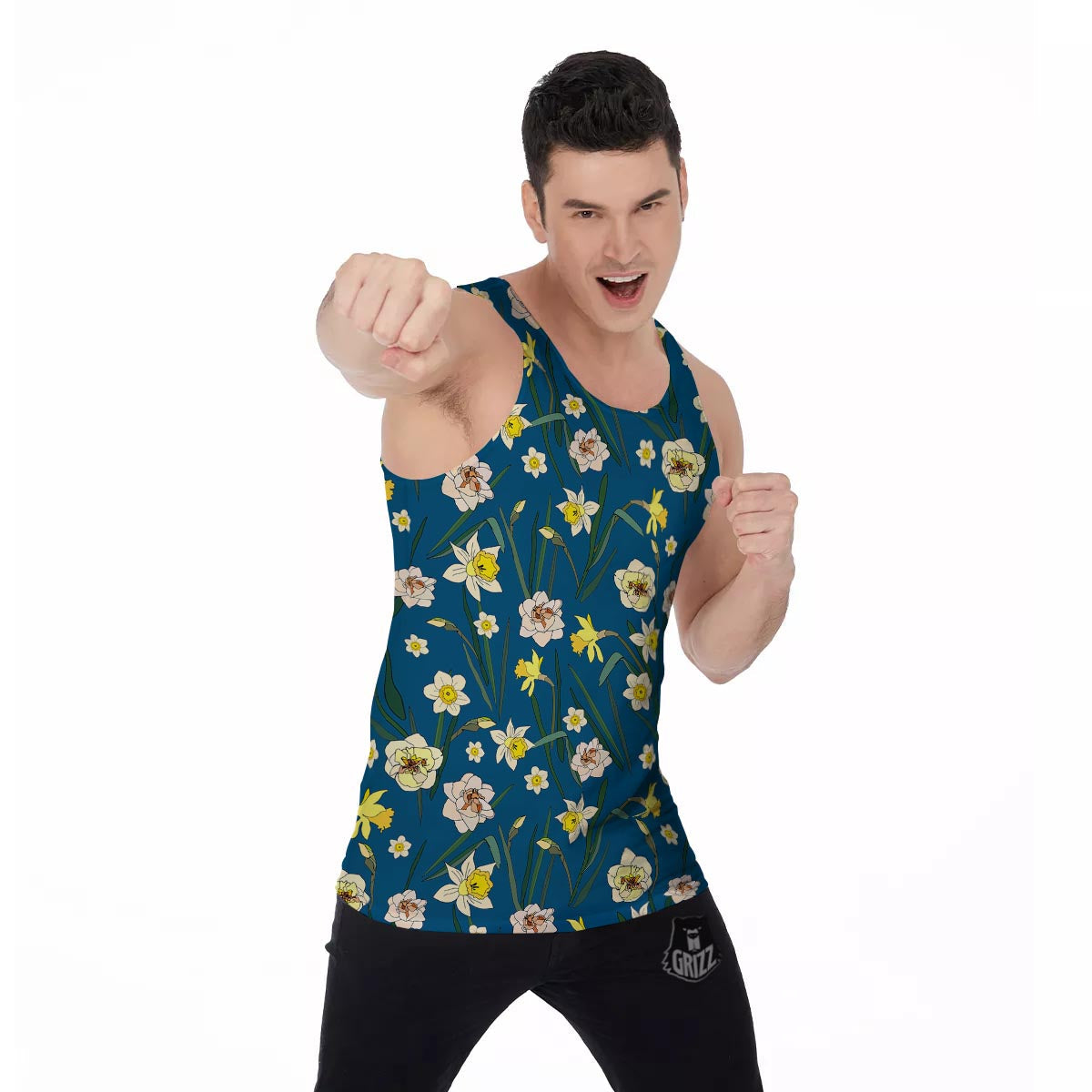 Flower Spring Daffodil Print Pattern Men's Tank Top-grizzshop