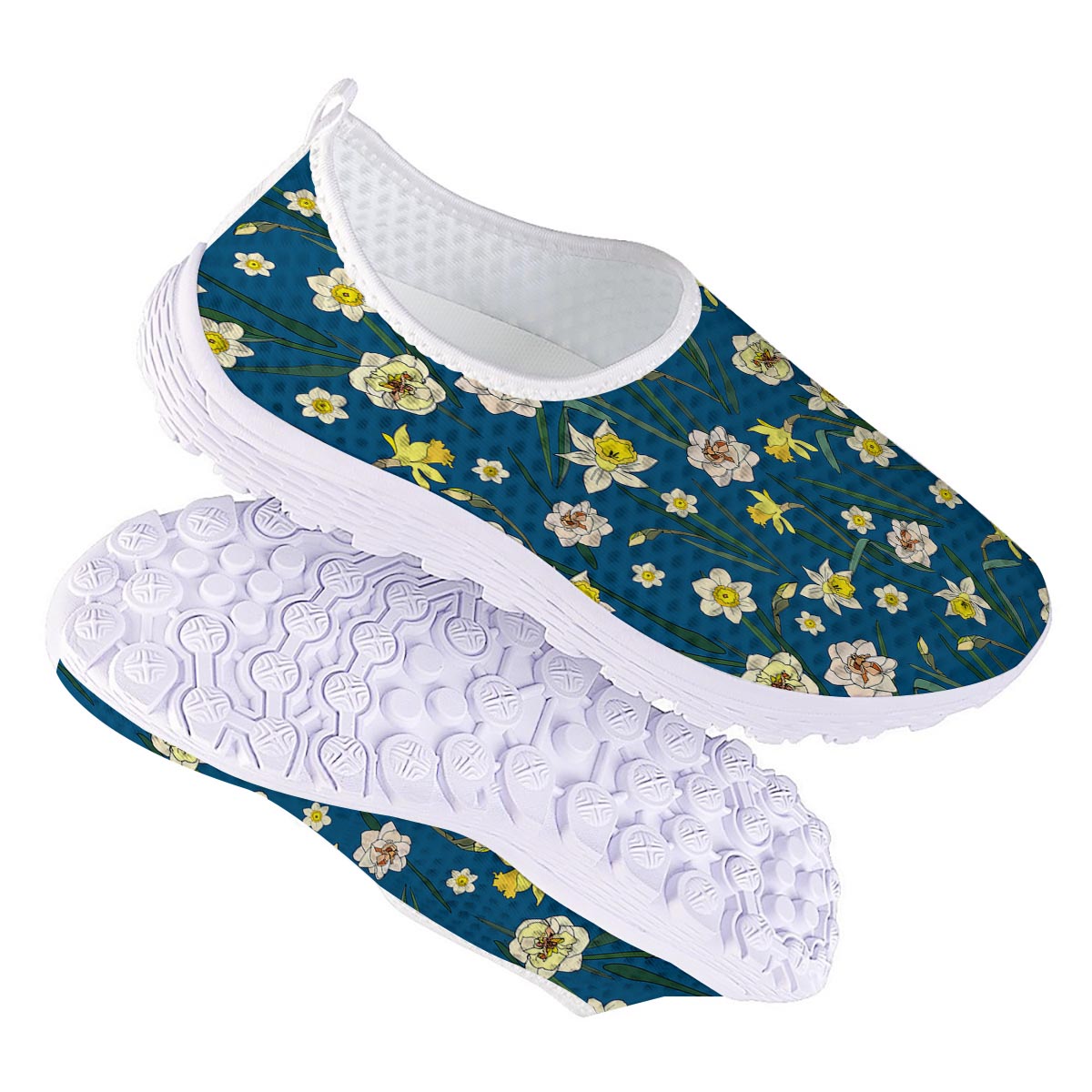 Flower Spring Daffodil Print Pattern Nurse Shoes-grizzshop