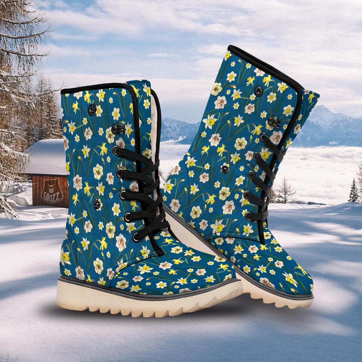 Flower Spring Daffodil Print Pattern Snow Boots-grizzshop