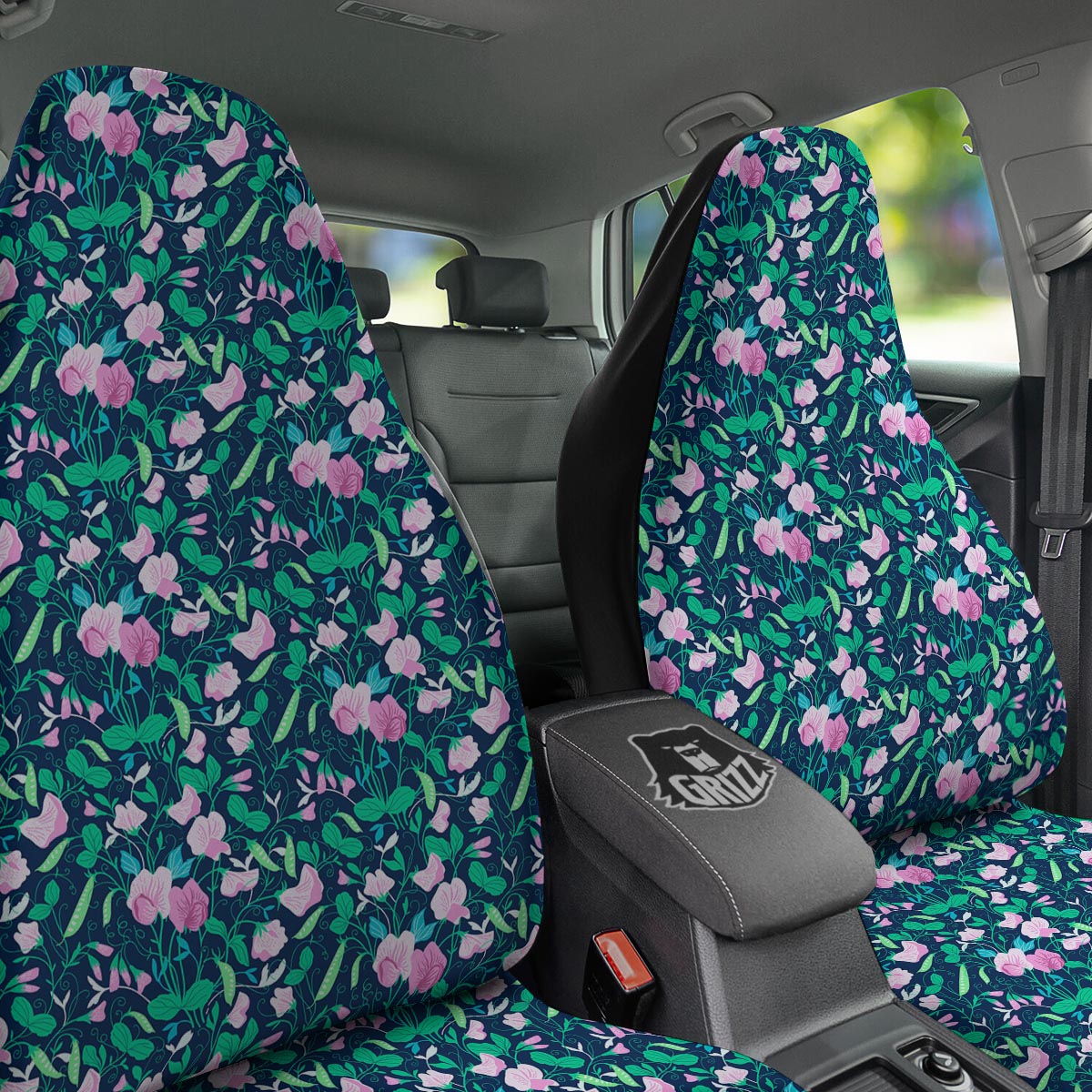 Flower Sweet Pea Print Pattern Car Seat Covers-grizzshop