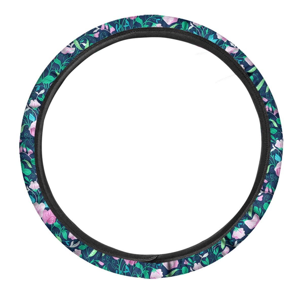 Flower Sweet Pea Print Pattern Car Steering Wheel Cover-grizzshop
