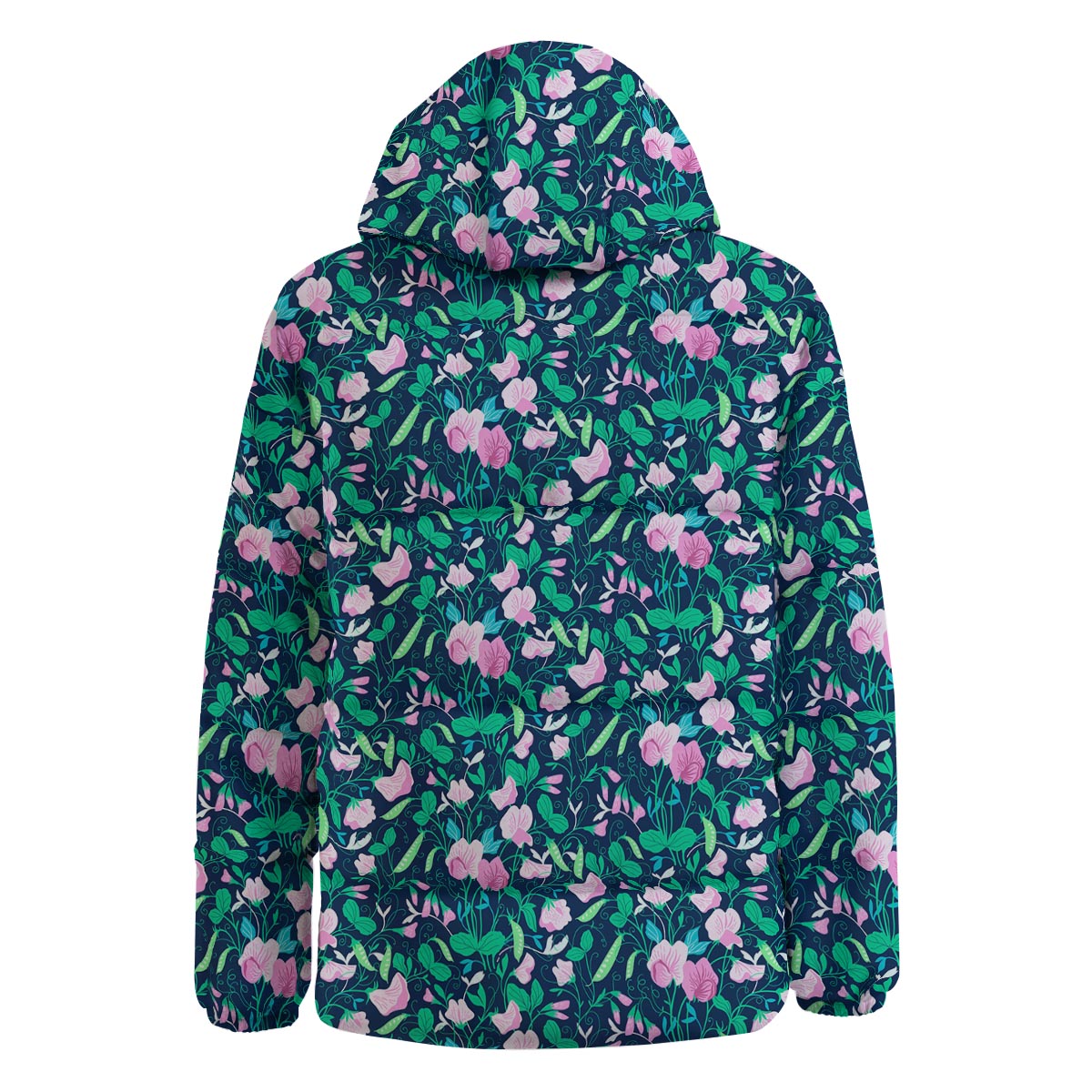 Flower Sweet Pea Print Pattern Down Jacket-grizzshop